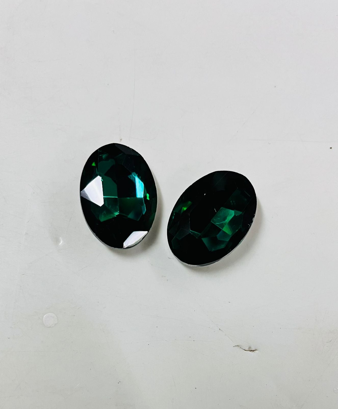 18x24 AD oval green stone Tanjore Painting American diamond Kundan stones-2 stones in a pack