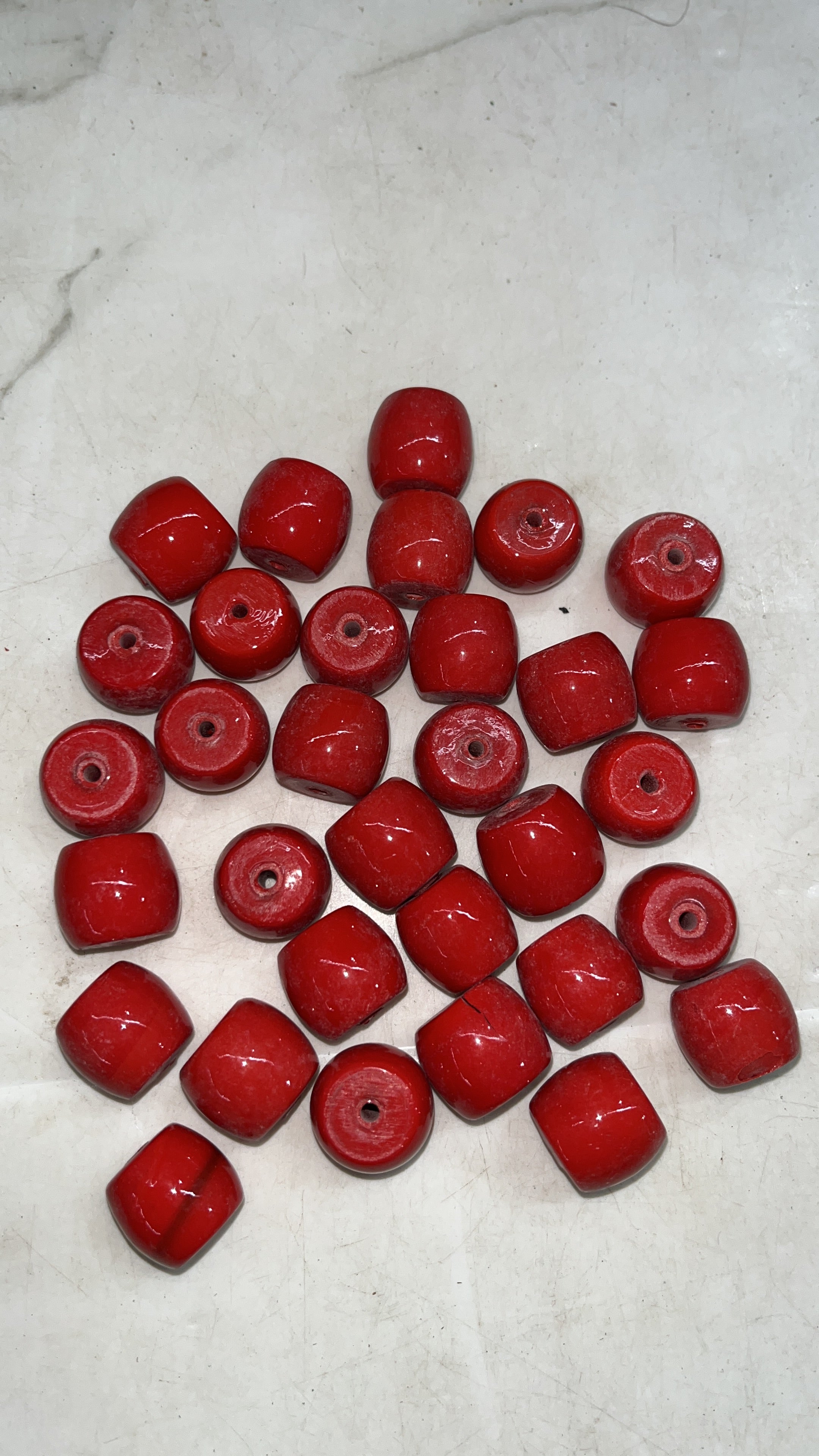 Coral drum glass beads 12mm  -100g pack