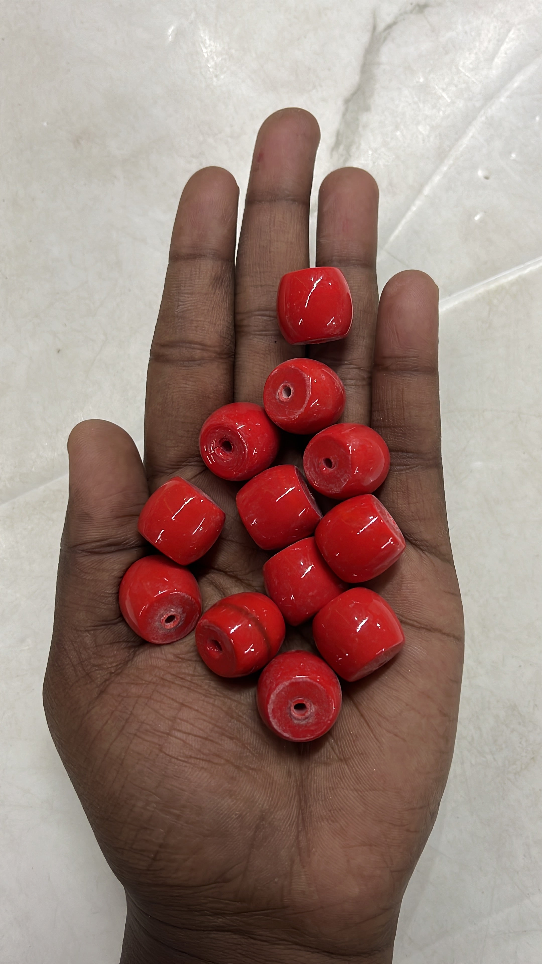 Coral drum glass beads 12mm  -100g pack