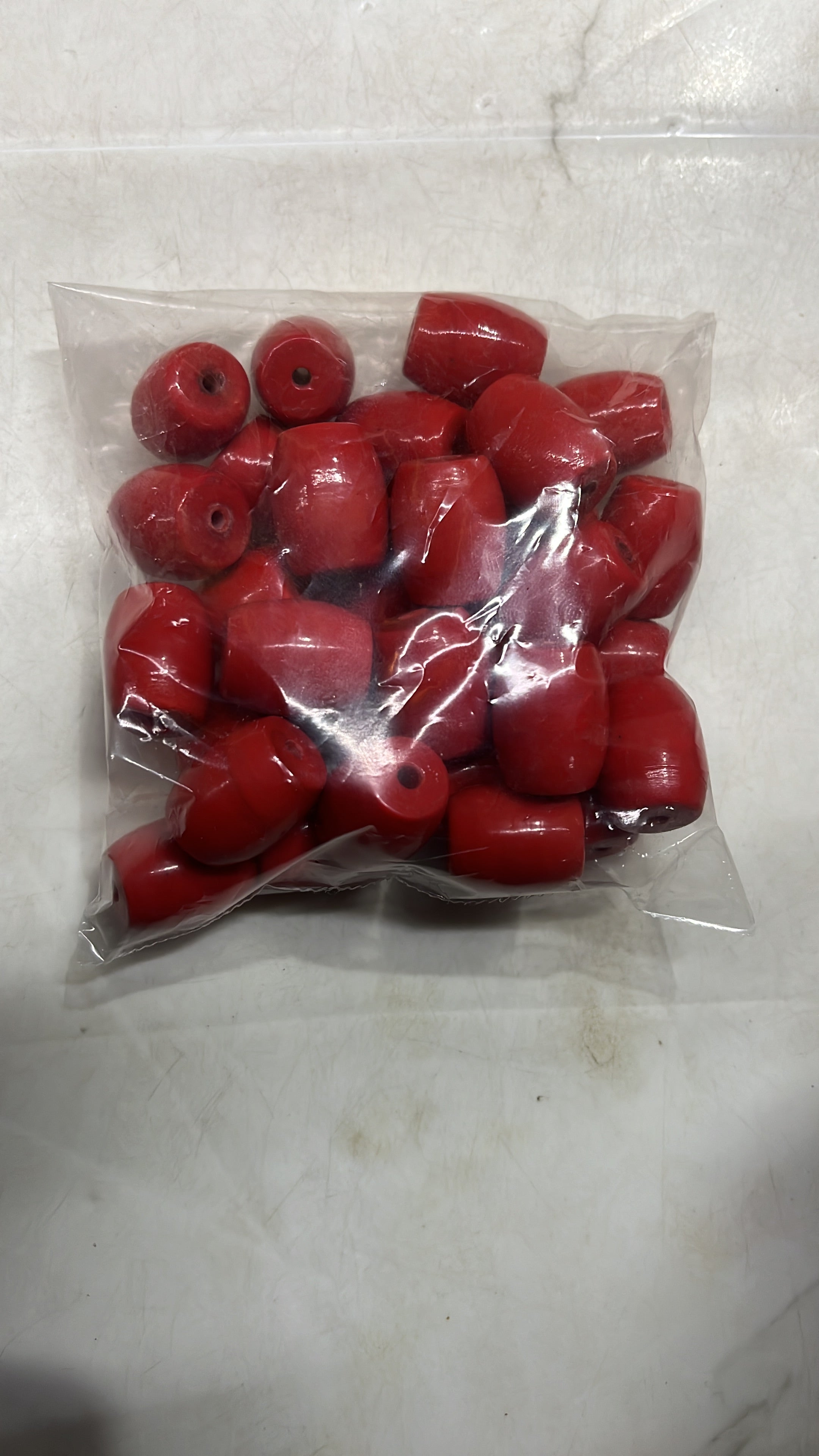 Coral drum glass beads 20mm-100g pack