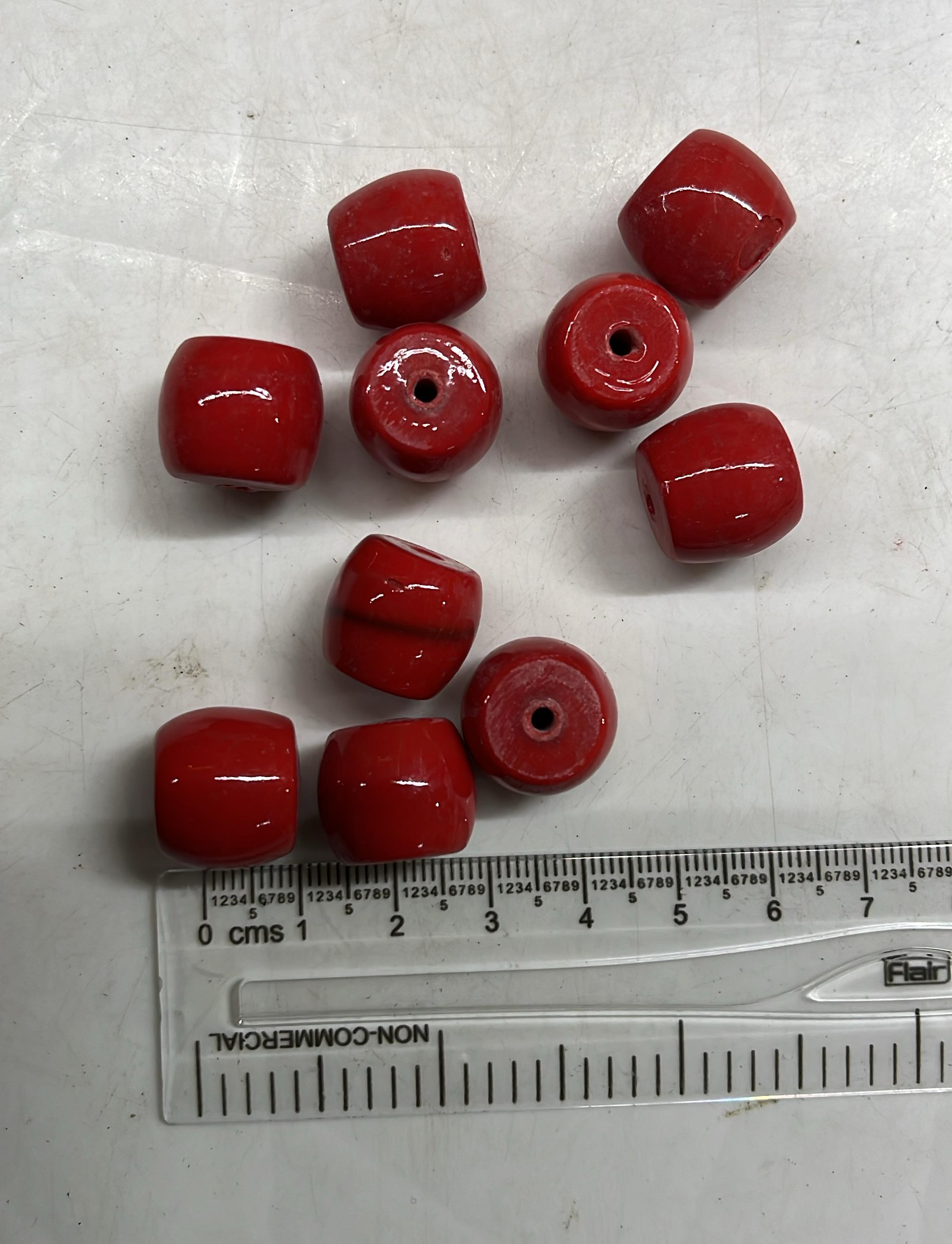 Coral drum glass beads 12mm  -100g pack