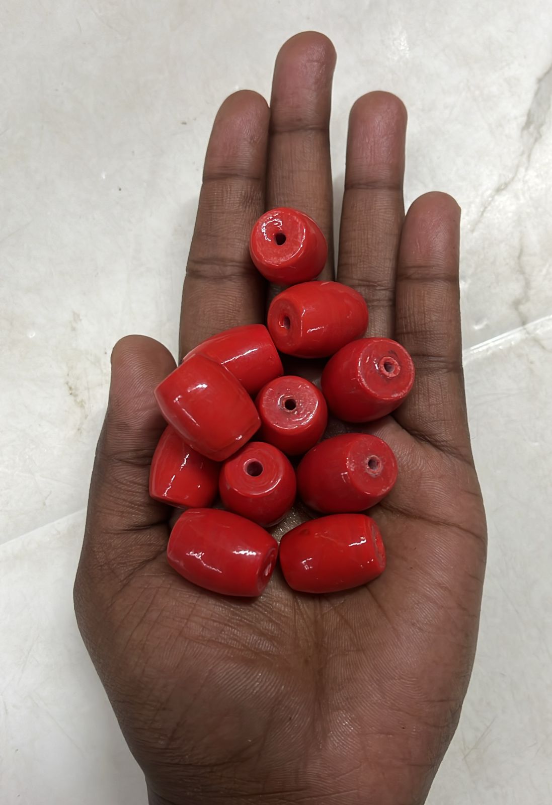Coral drum glass beads 20mm-100g pack