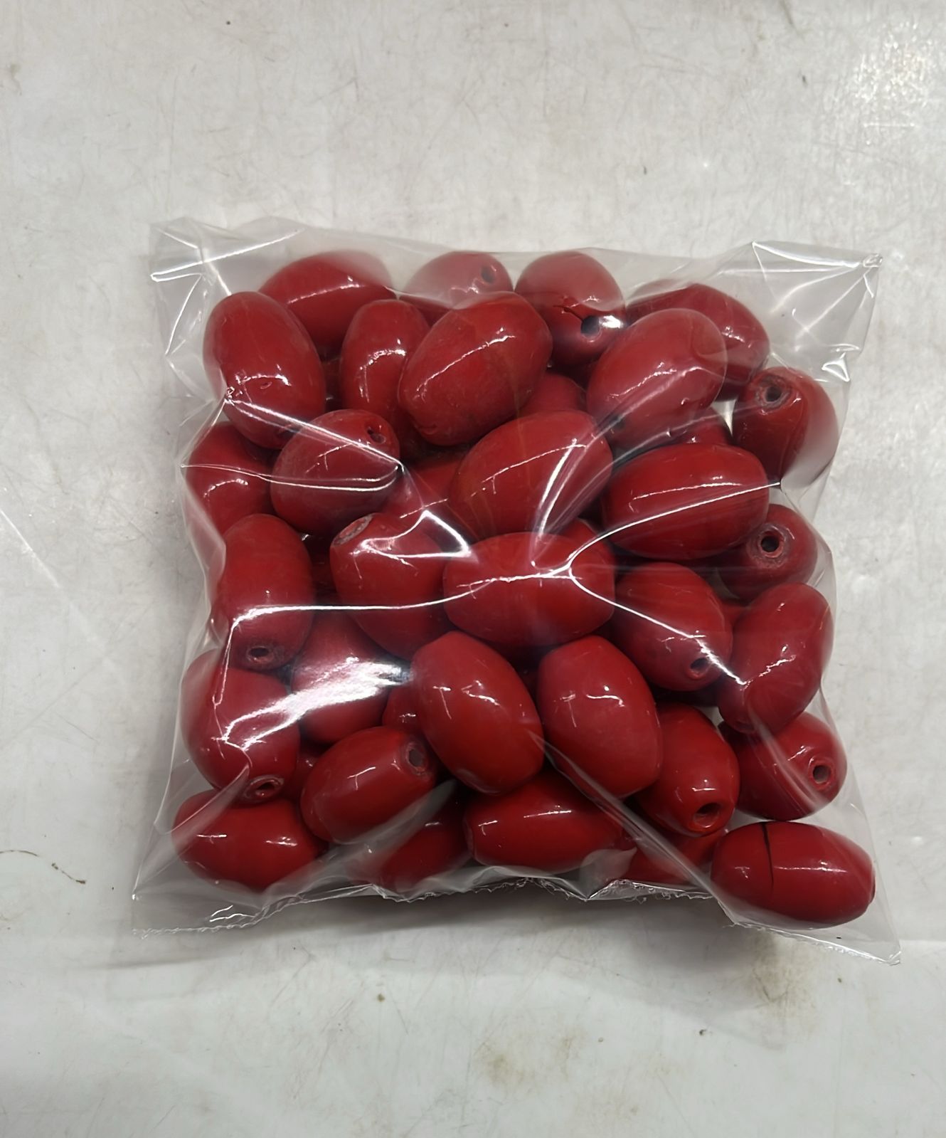 Coral oval glass beads 15mm-100g pack