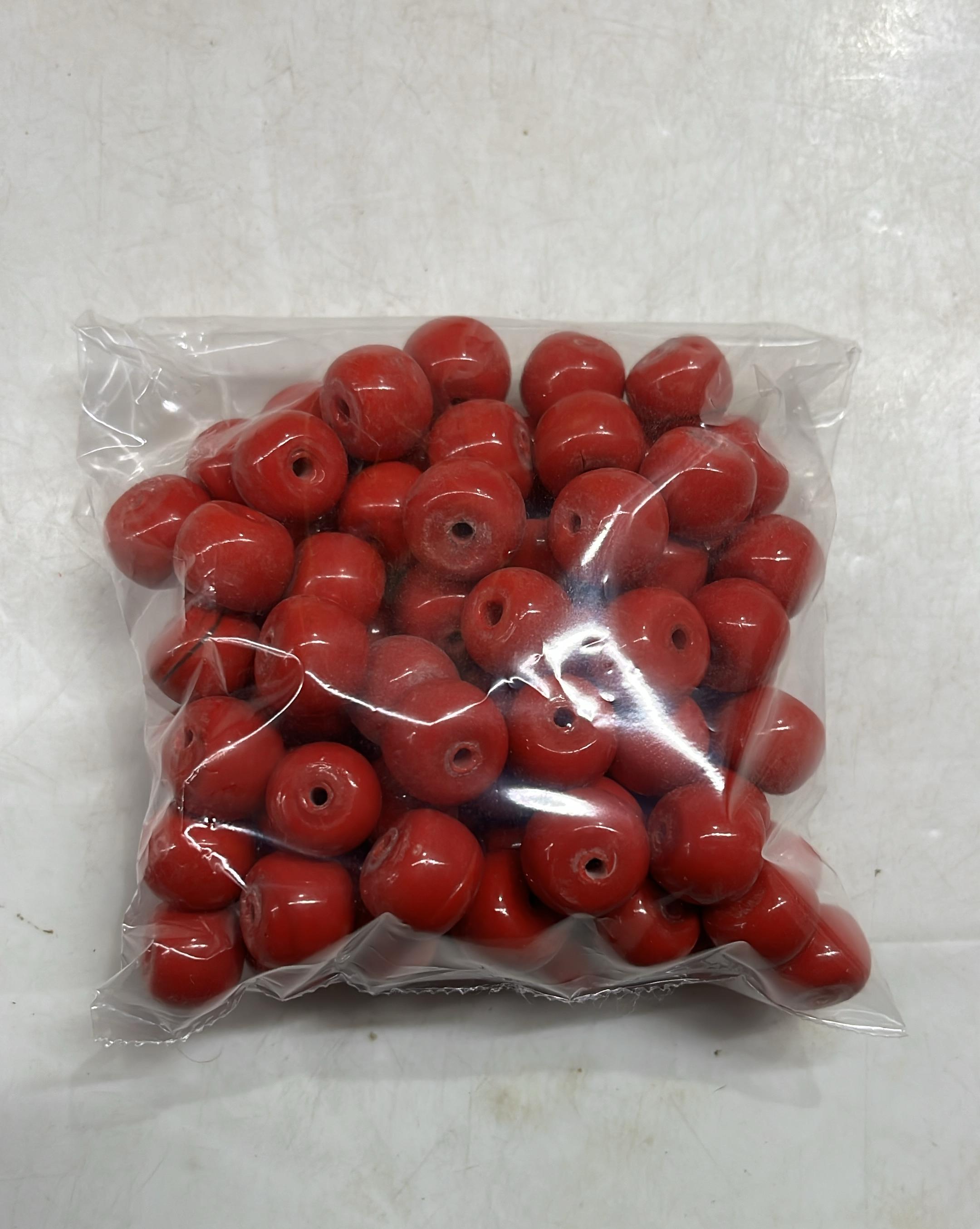 Coral round glass beads 10mm-100g pack