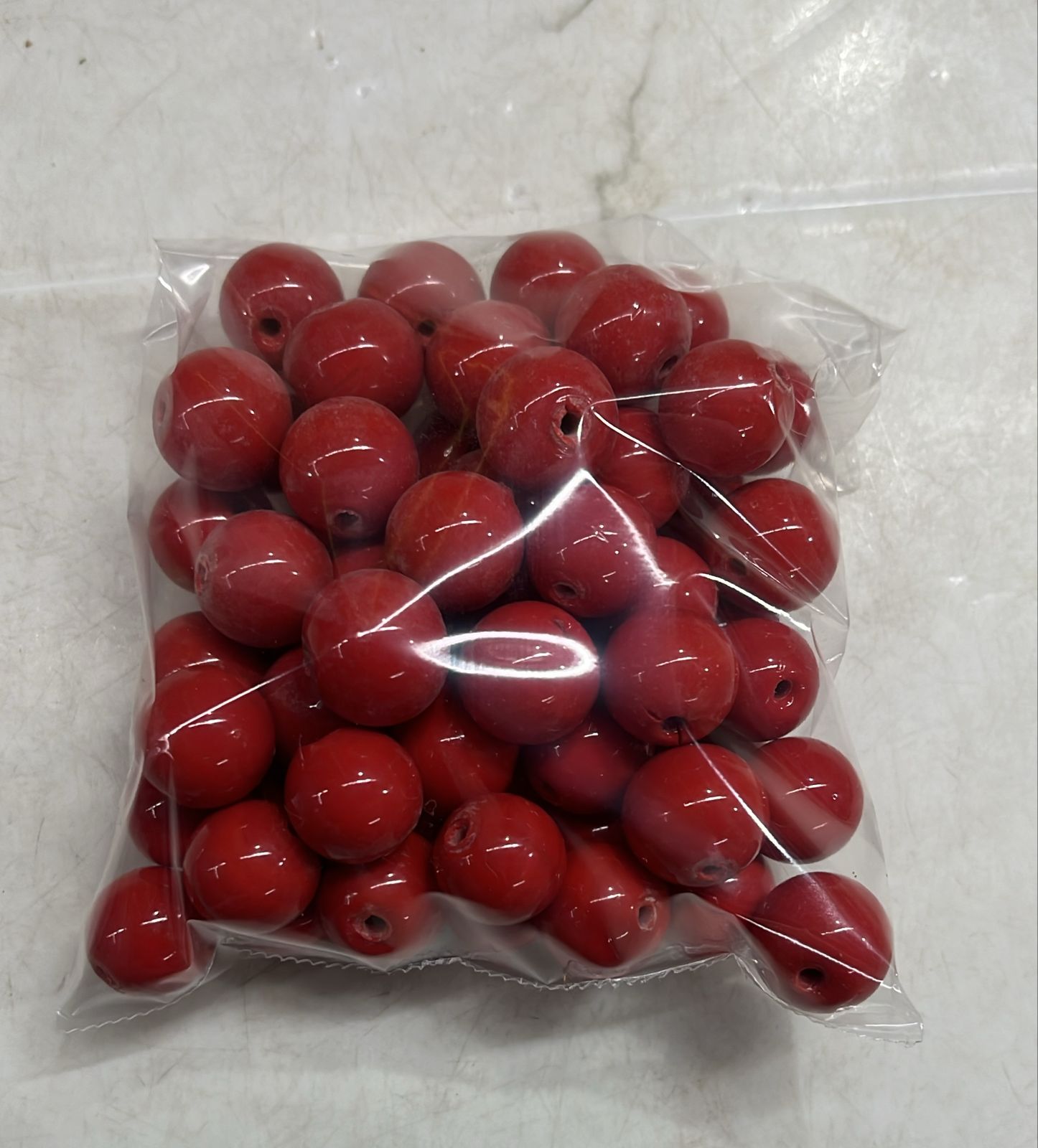 Coral round glass beads 12mm-100g pack