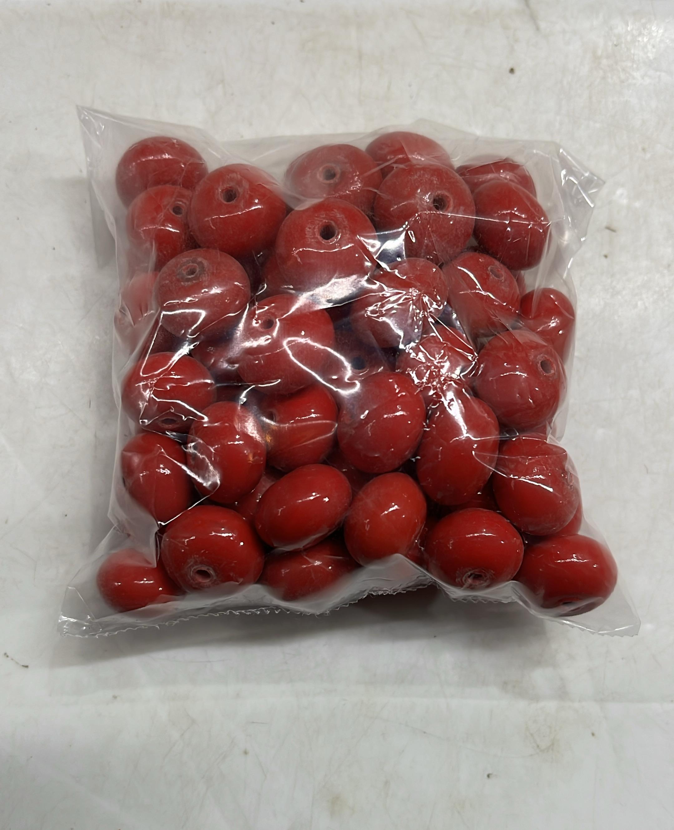 Coral round glass beads 15mm-100g pack