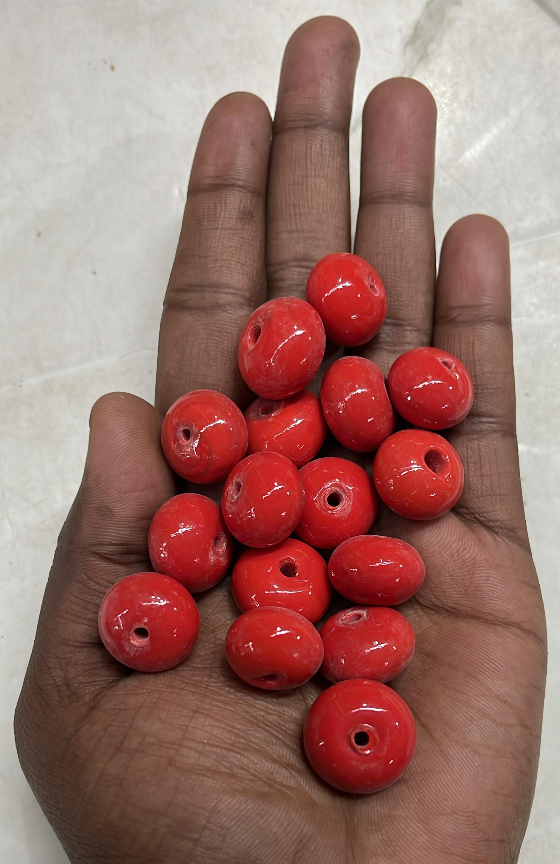 Coral round glass beads 15mm-100g pack
