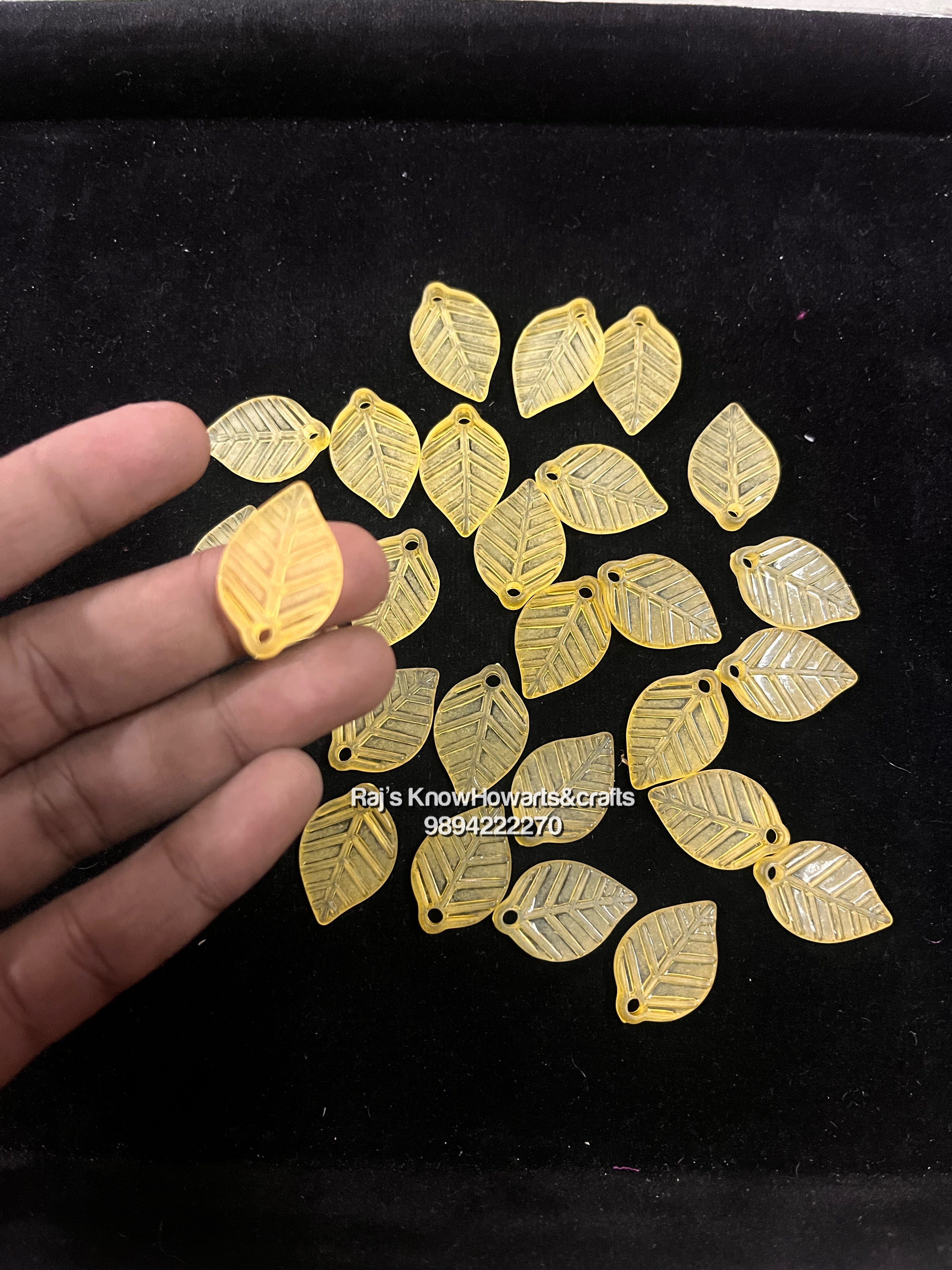 Yellow  Leaf plain beads  - 50g in a pack