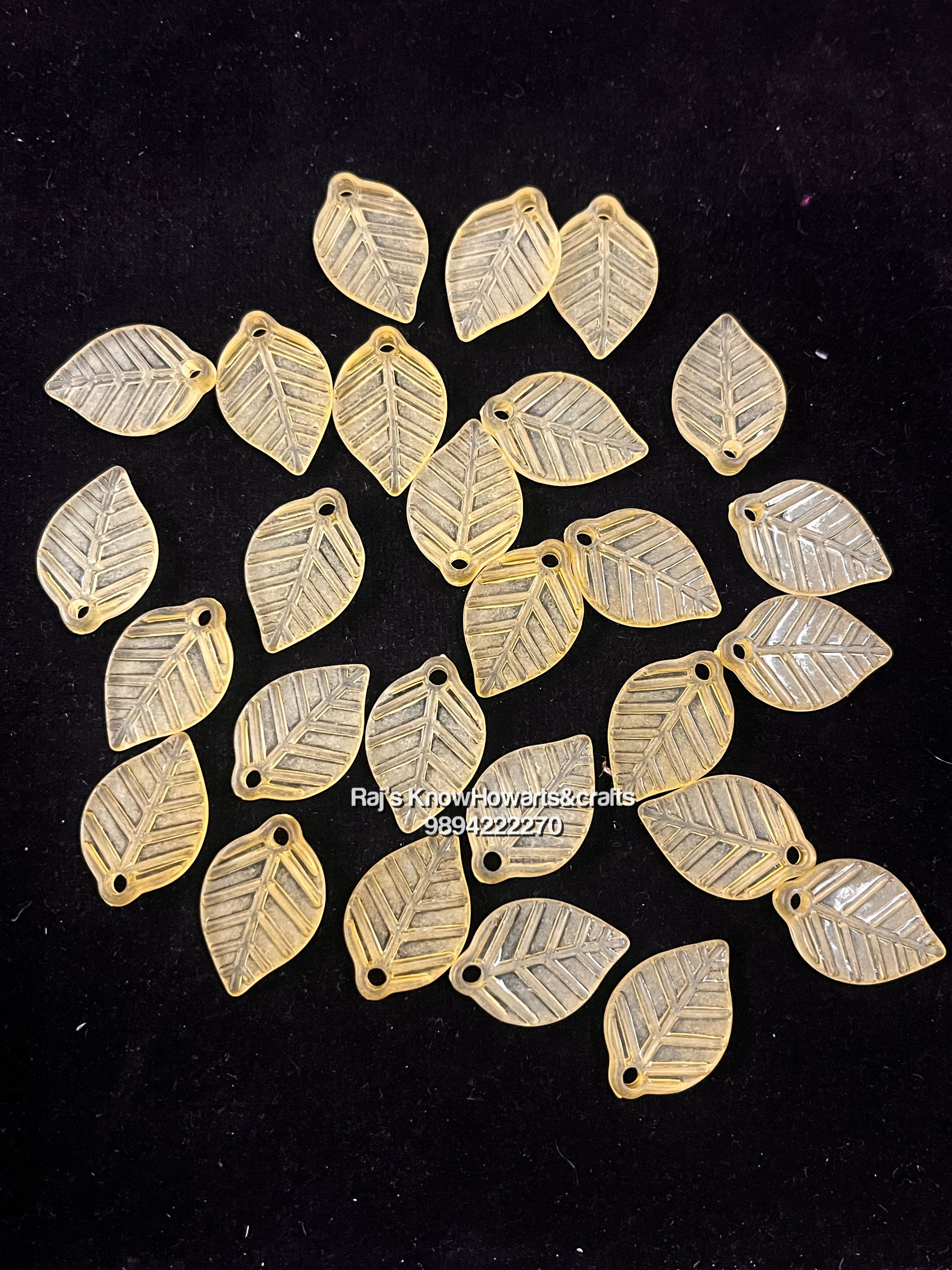 Yellow  Leaf plain beads  - 50g in a pack