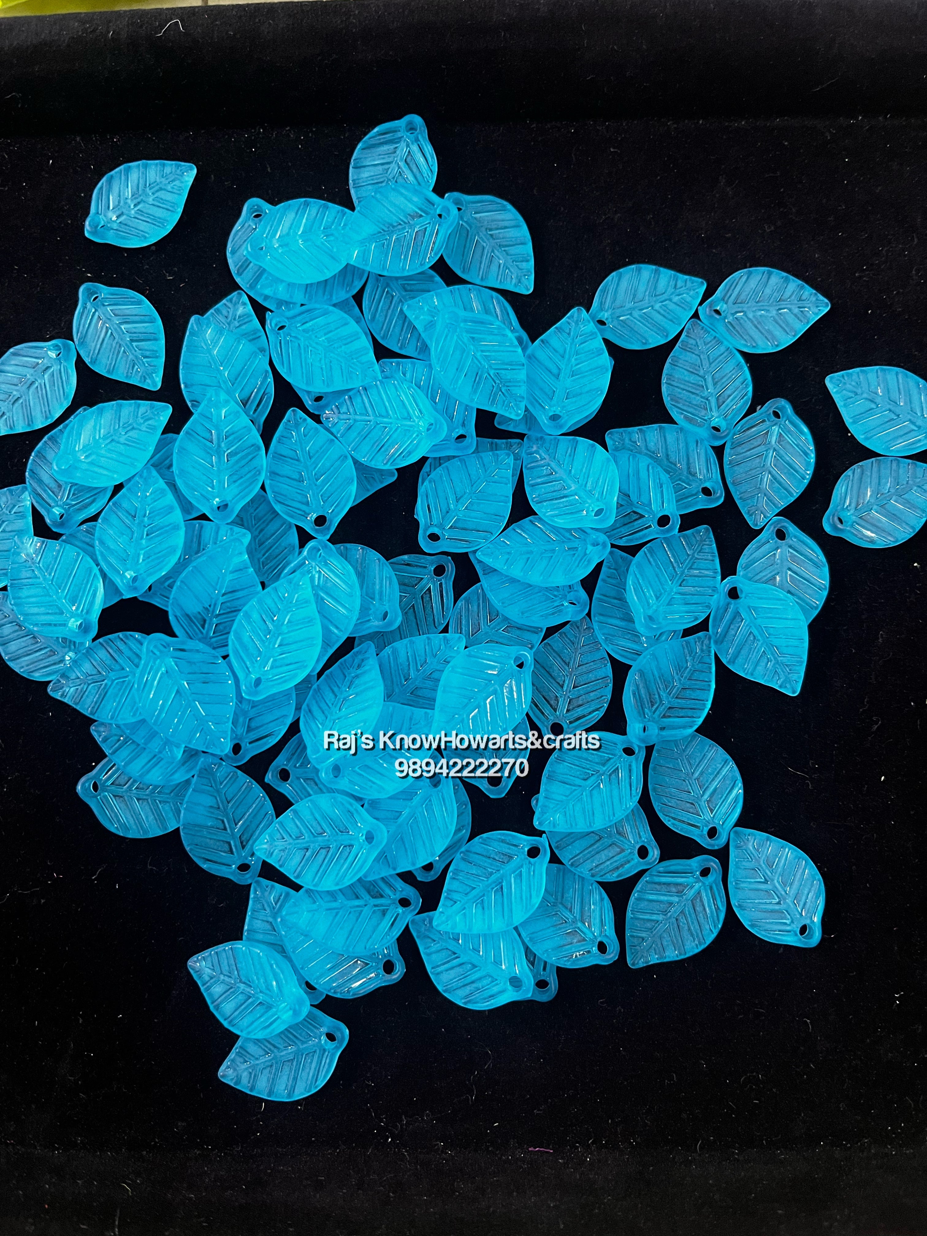 Blue Leaf plain beads  - 50g in a pack