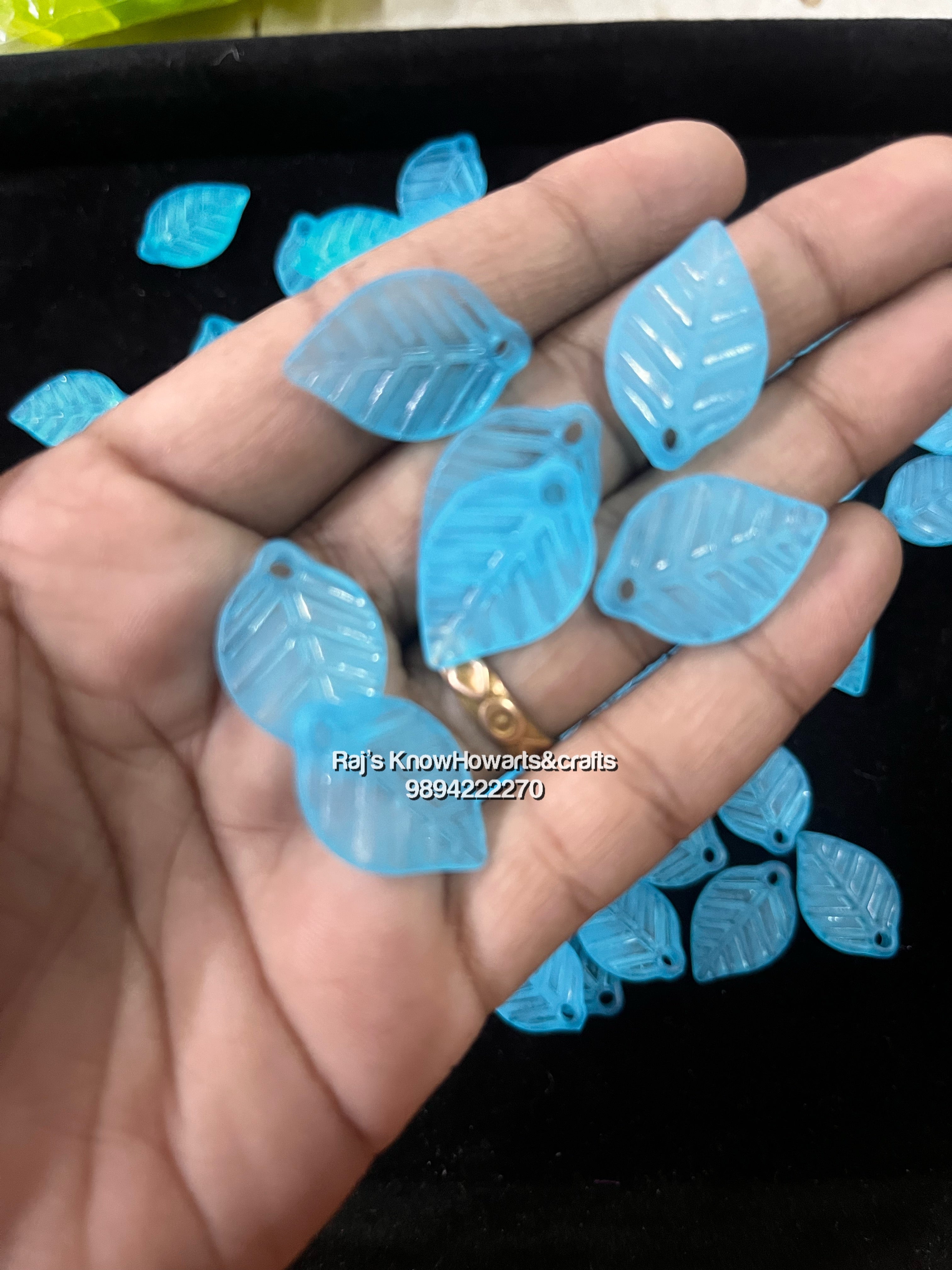 Blue Leaf plain beads  - 50g in a pack