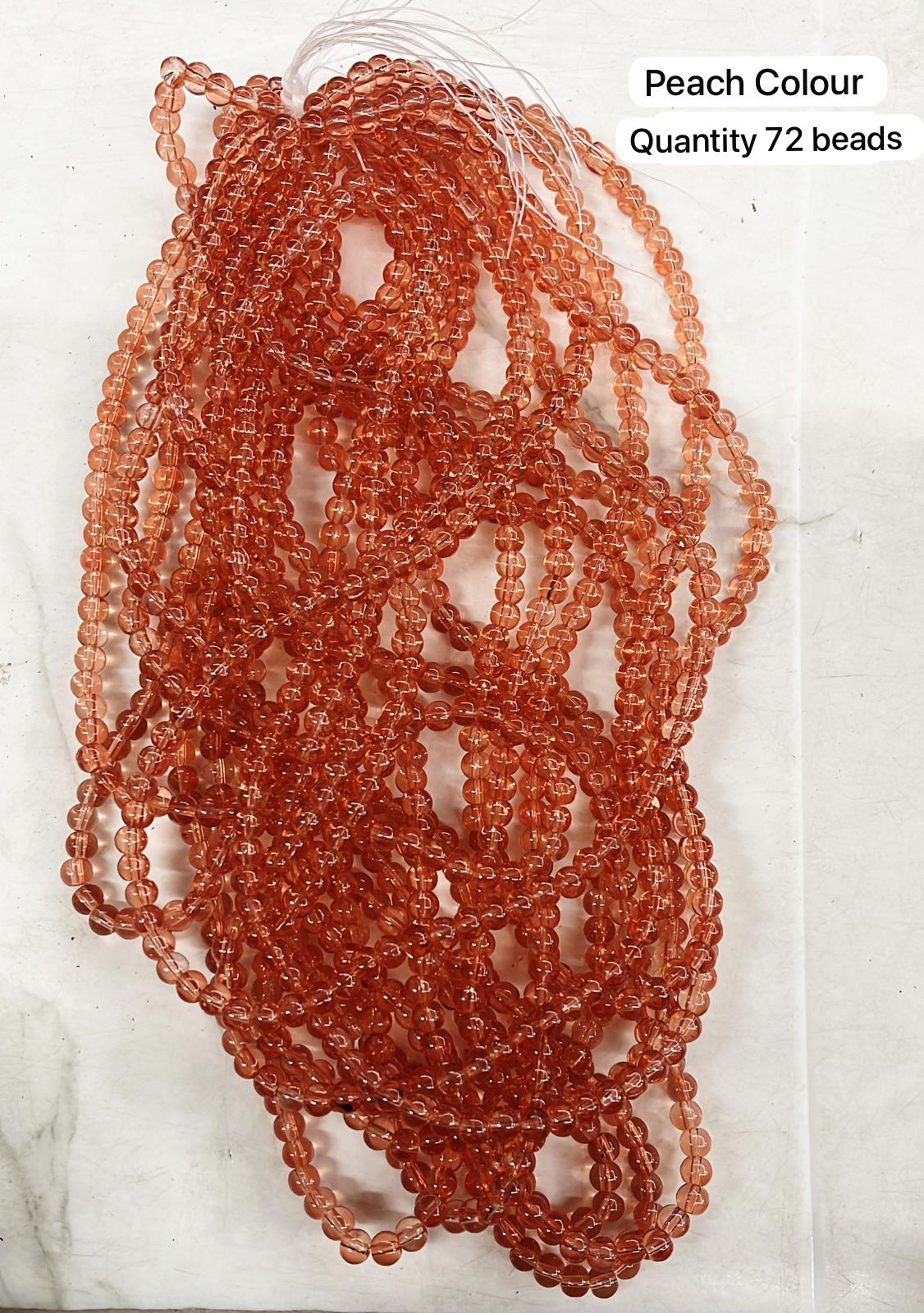 6mm transparent glass  beads peach colours 2 line pack
