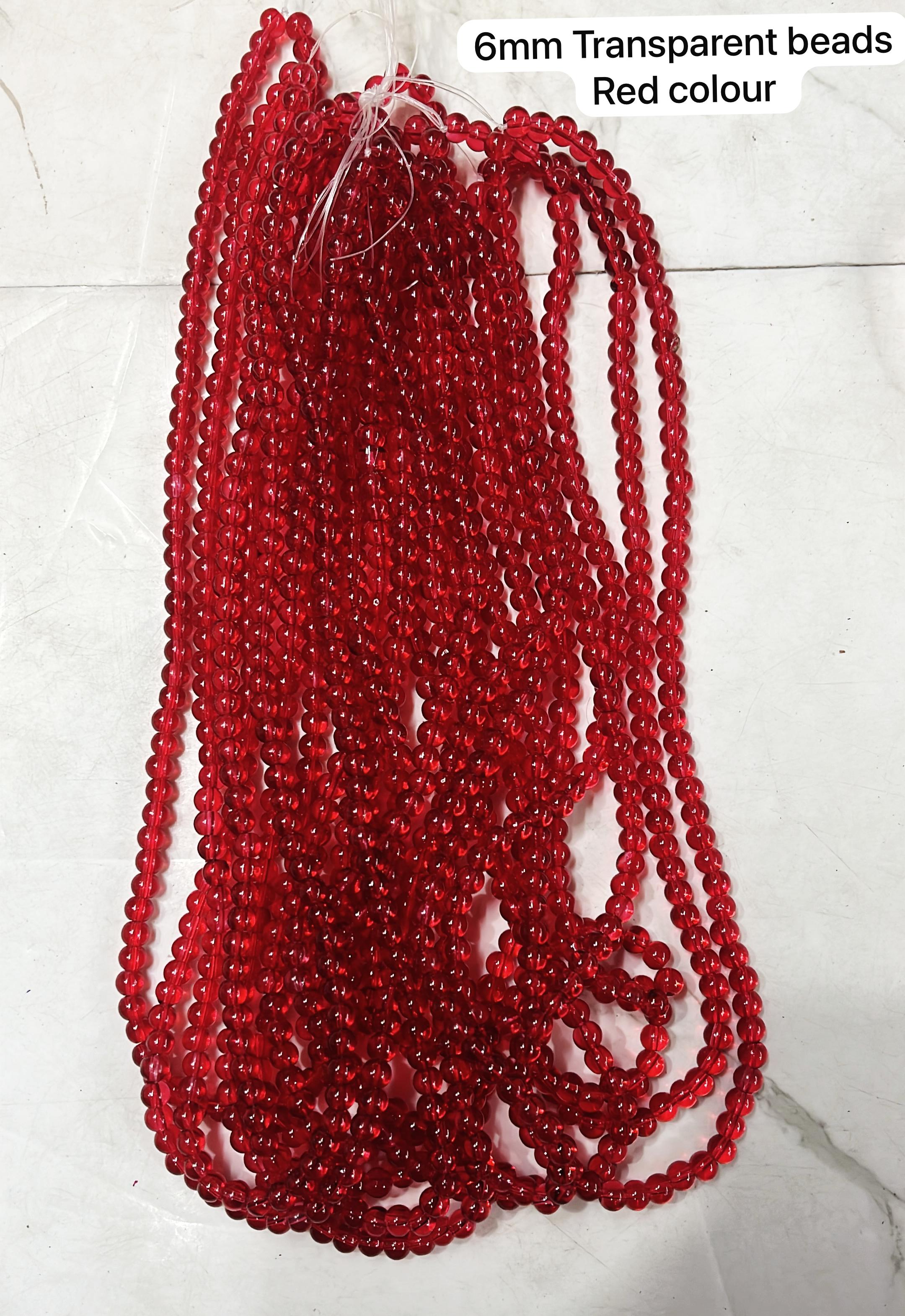 6mm transparent beads Red colours 2 line pack