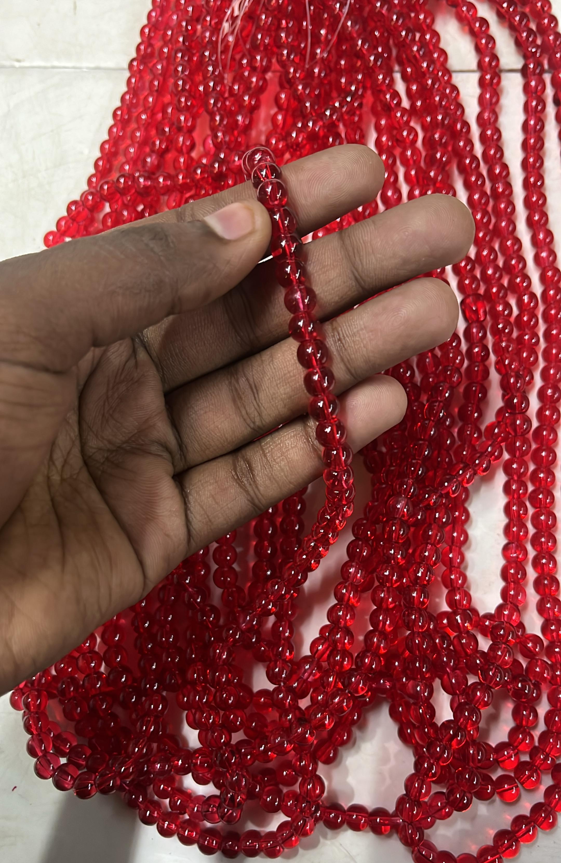 6mm transparent beads Red colours 2 line pack