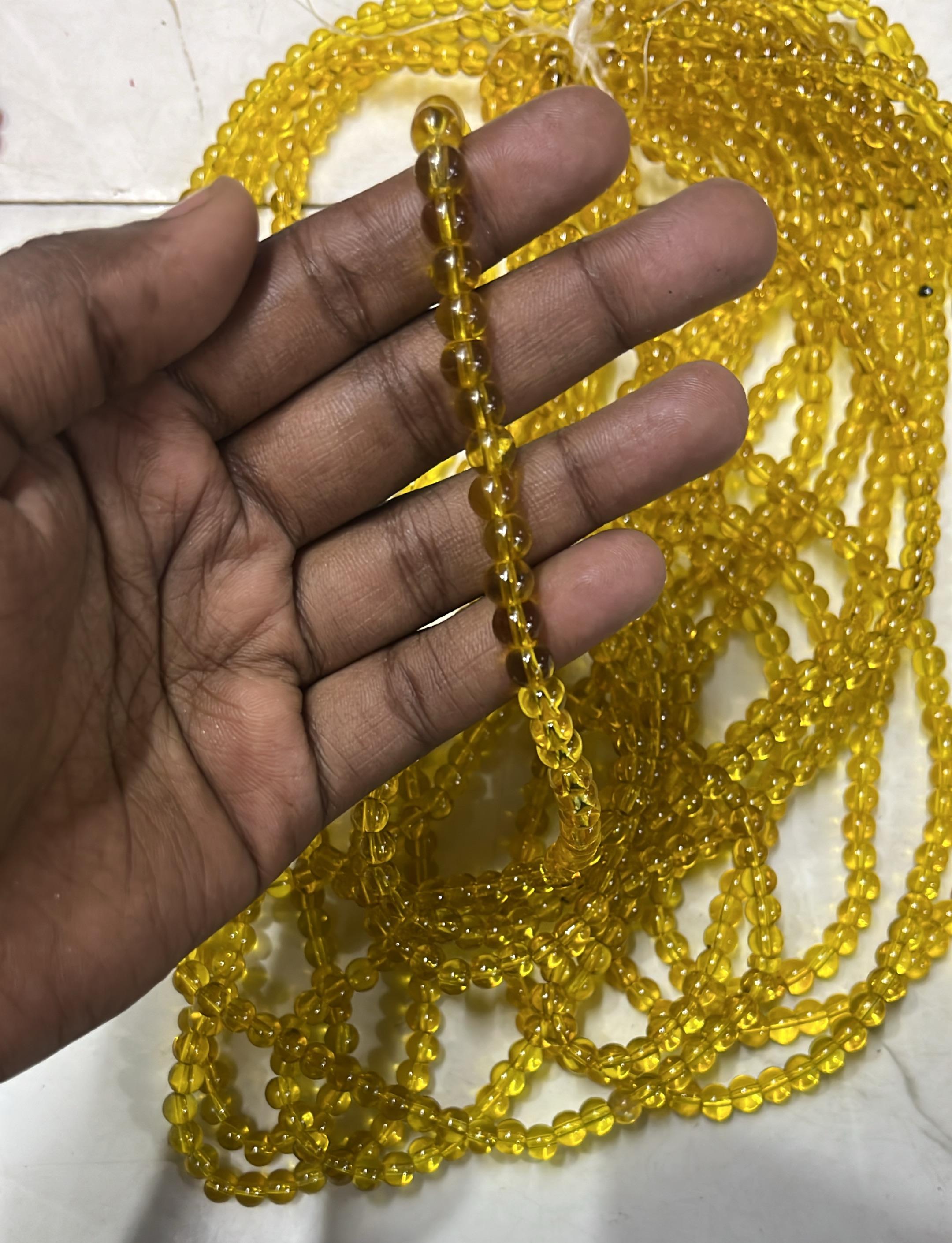 6mm transparent glass  beads yellow colours 2 line pack