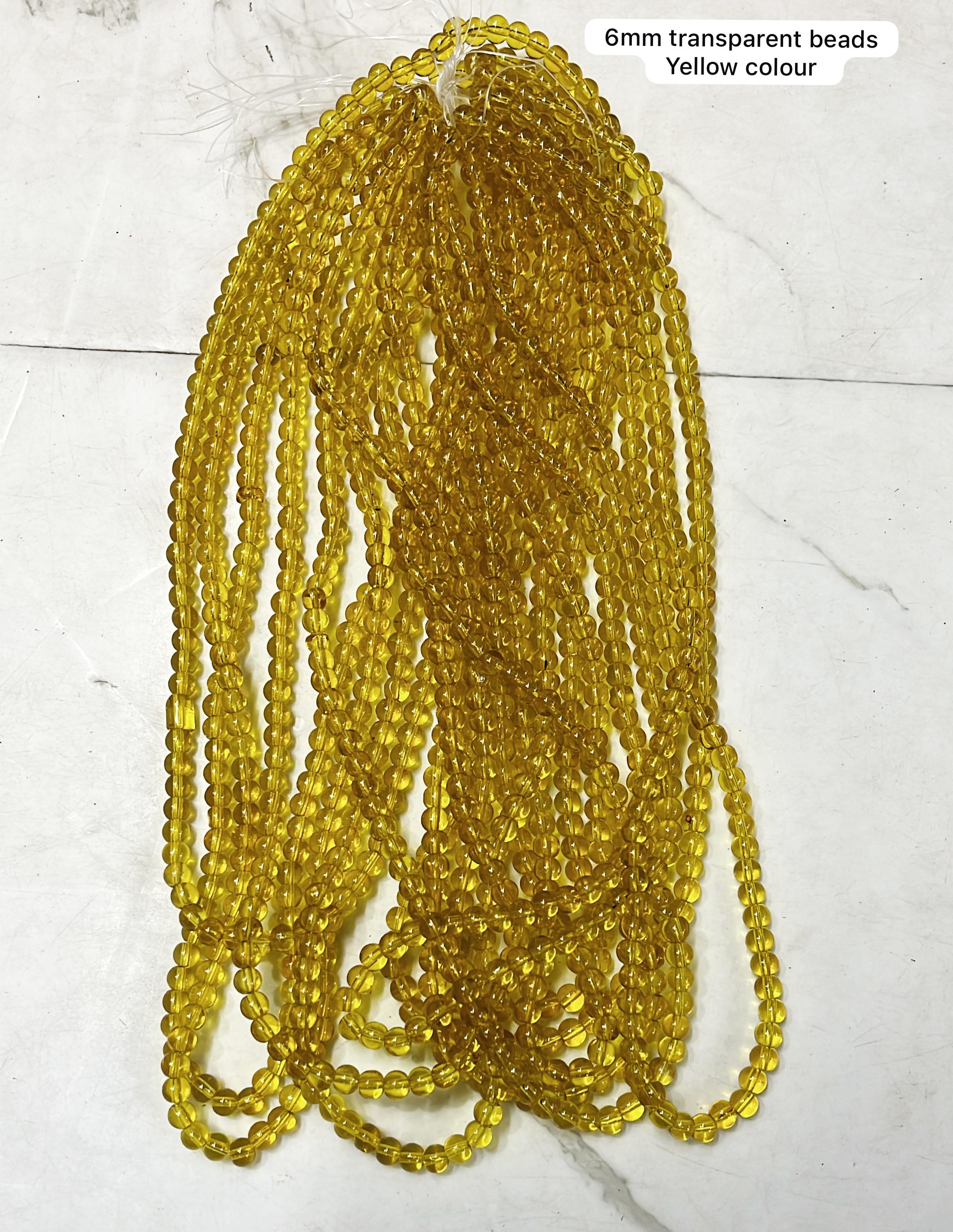 6mm transparent glass  beads yellow colours 2 line pack