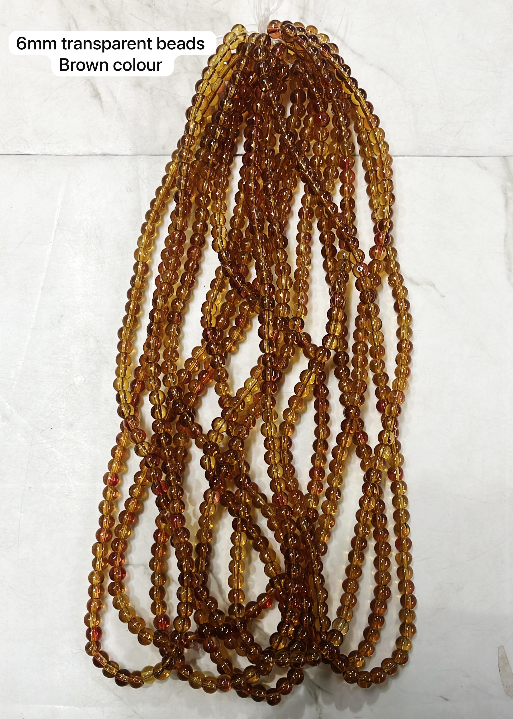 6mm transparent glass beads brown colours 2 line pack