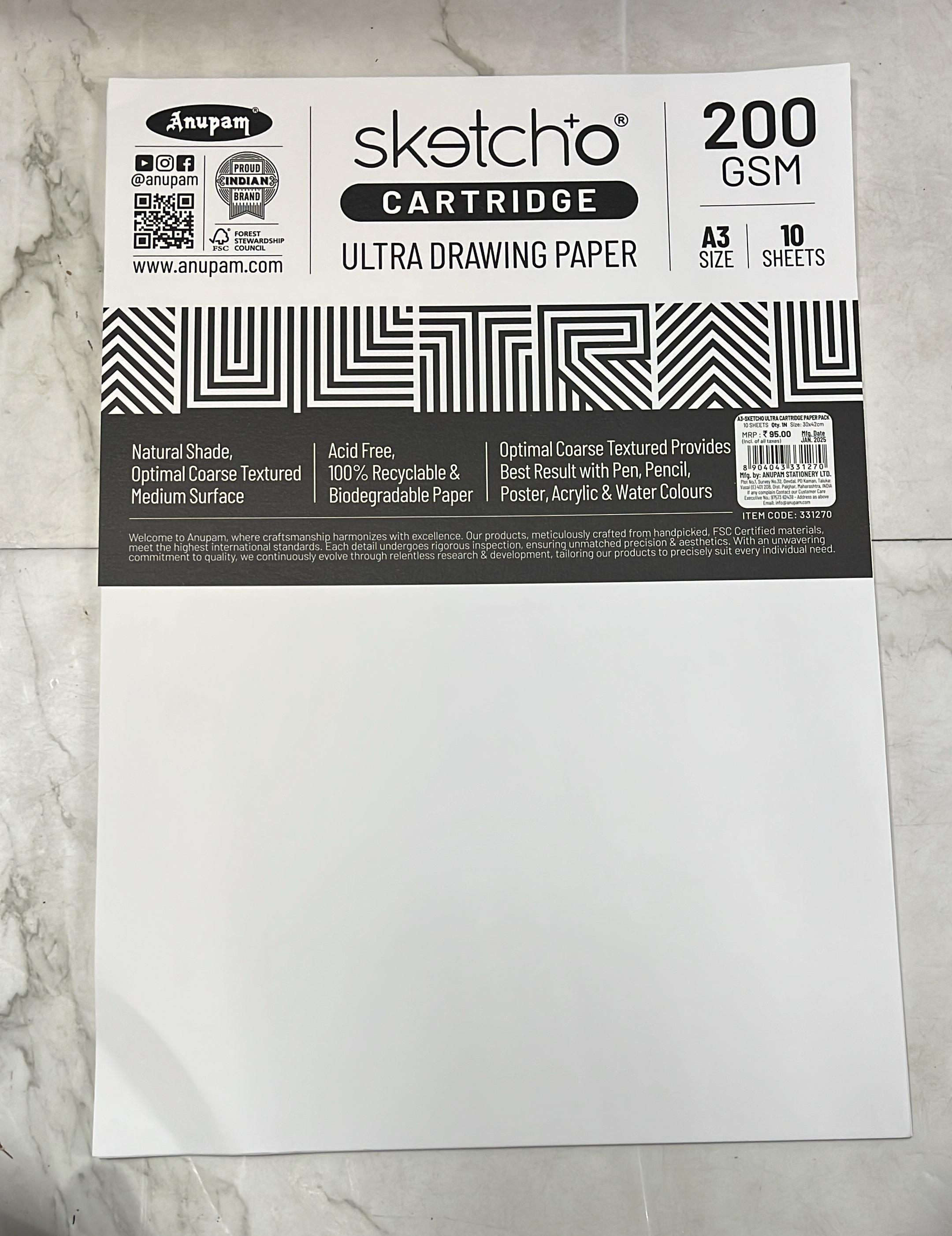 Sketcho ultra cartridge drawing paper 200gsm (A3&A4)-1pack