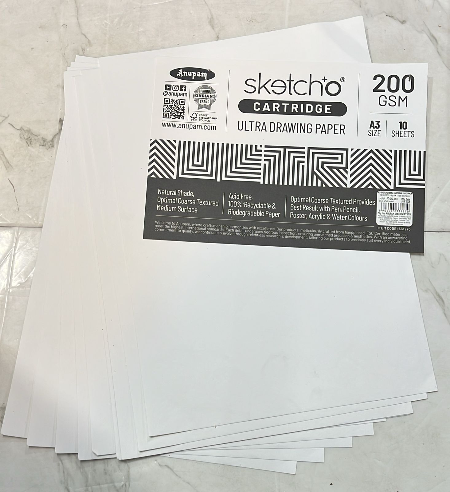 Sketcho ultra cartridge drawing paper 200gsm (A3&A4)-1pack