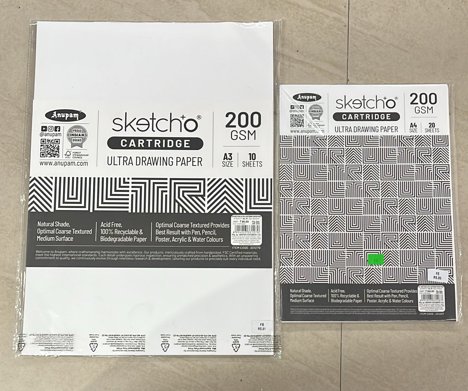 Sketcho ultra cartridge drawing paper 200gsm (A3&A4)-1pack