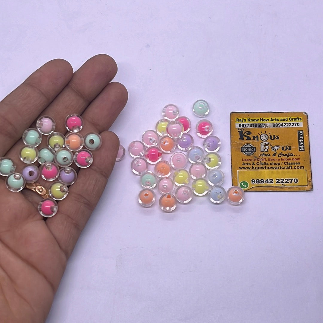Colourful Round beads -50g in a pack