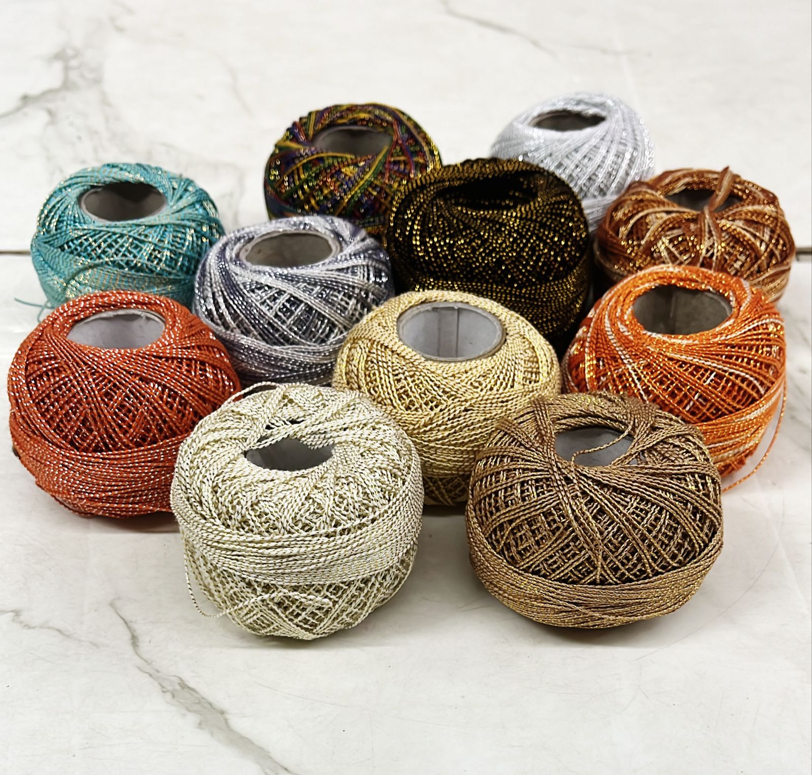 Metallic crochet thread assorted 8colours pack -CTH