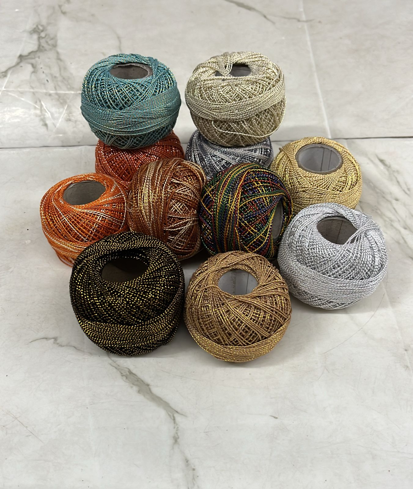 Metallic crochet thread assorted 8colours pack -CTH