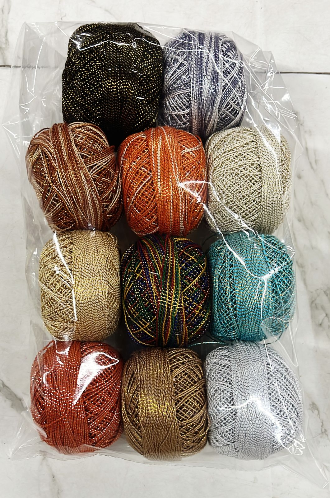 Metallic crochet thread assorted 8colours pack -CTH