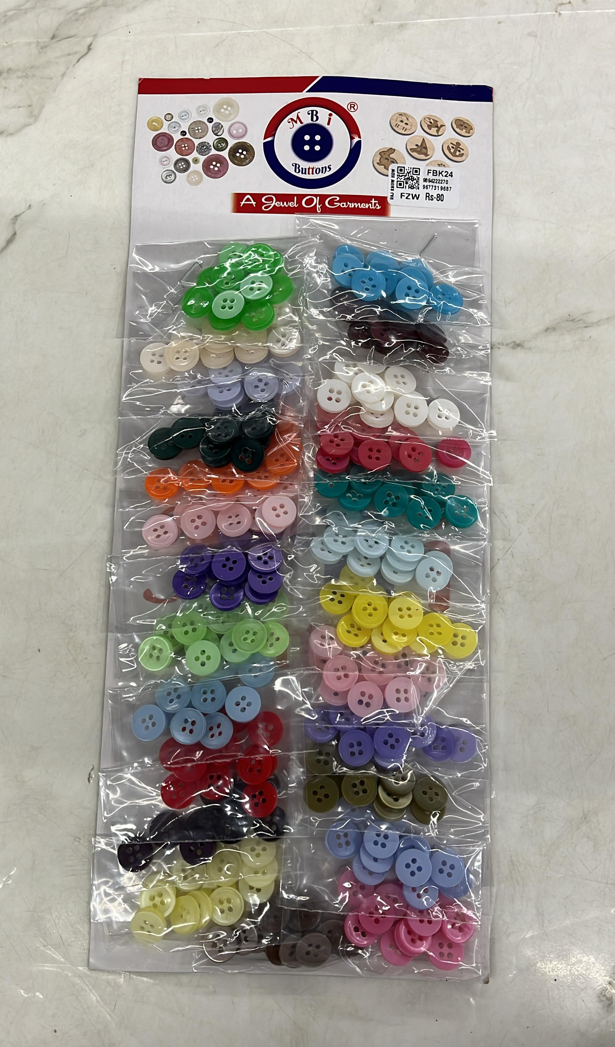 Fancy Plastic button kit 24pkt in pack -FBK24 any 1pack