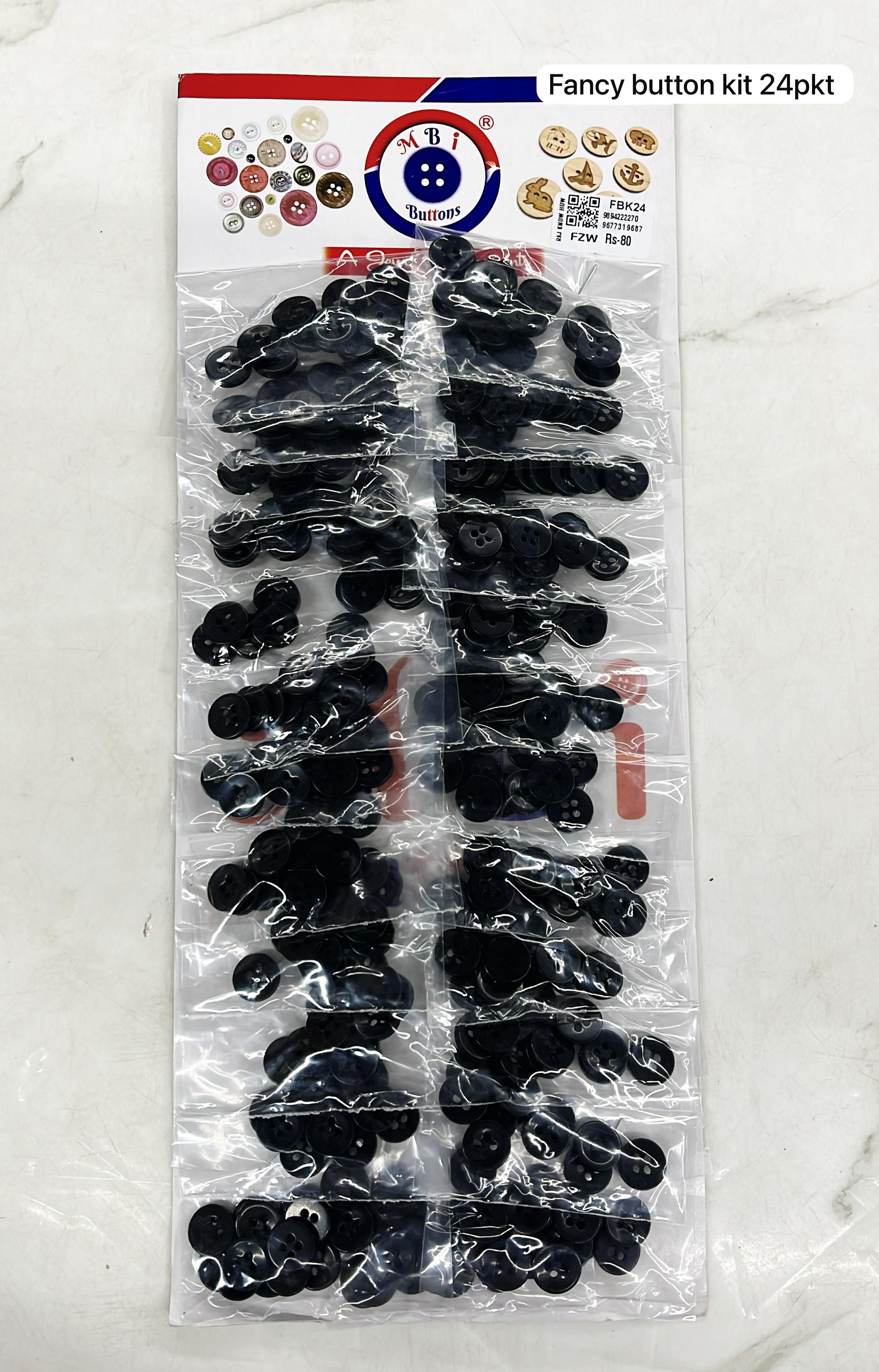 Fancy Plastic button kit 24pkt in pack -FBK24 any 1pack