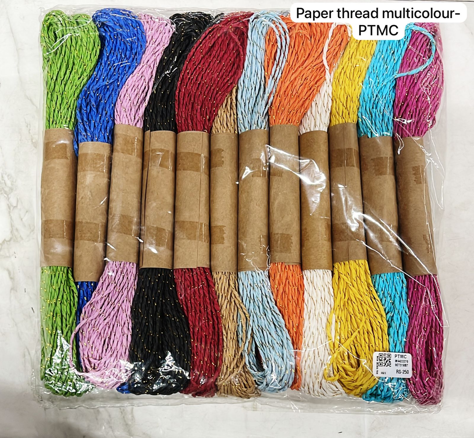 Paper thread multicolour 5meters -12piece in a 1pack