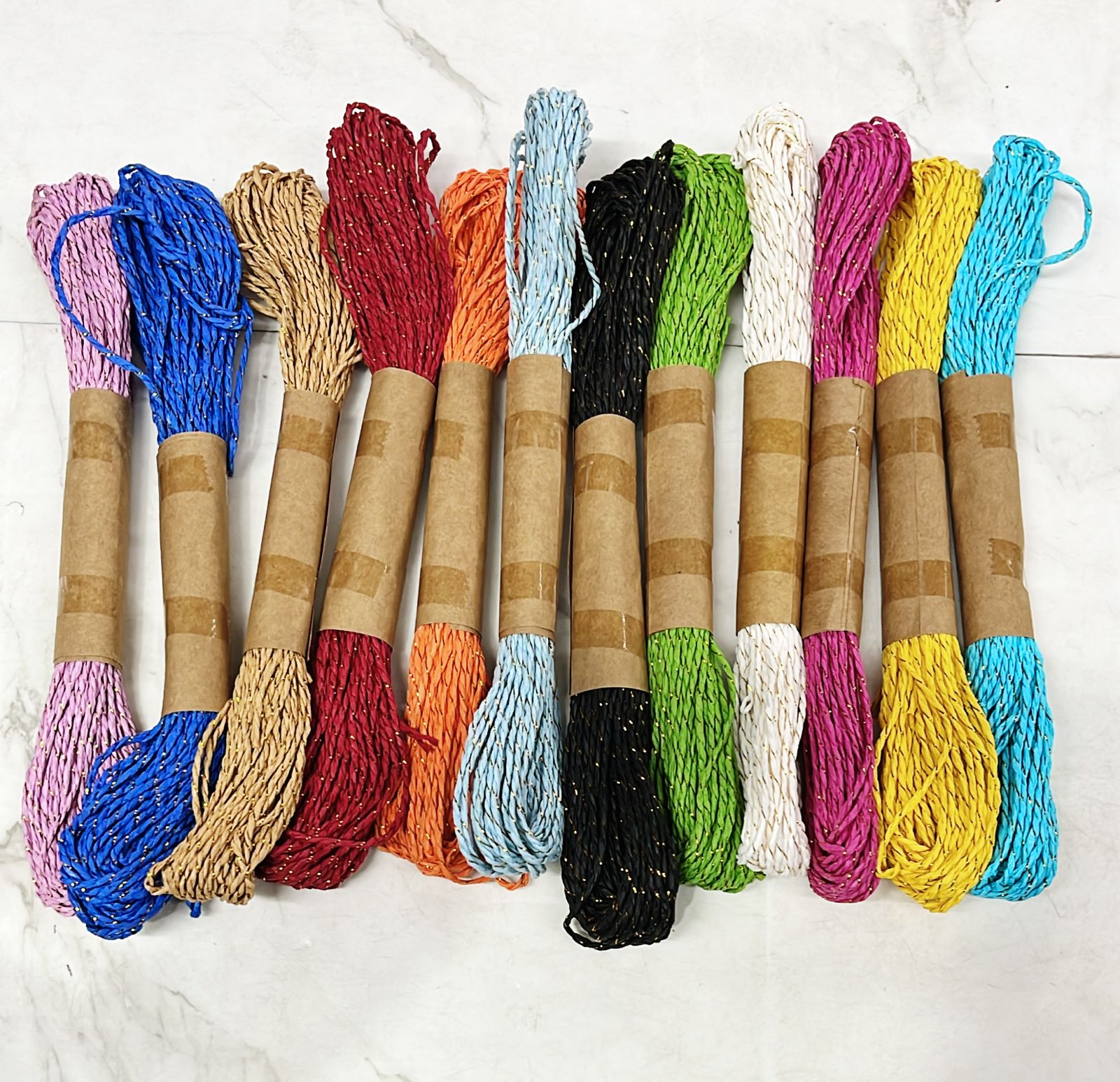 Paper thread multicolour 5meters -12piece in a 1pack