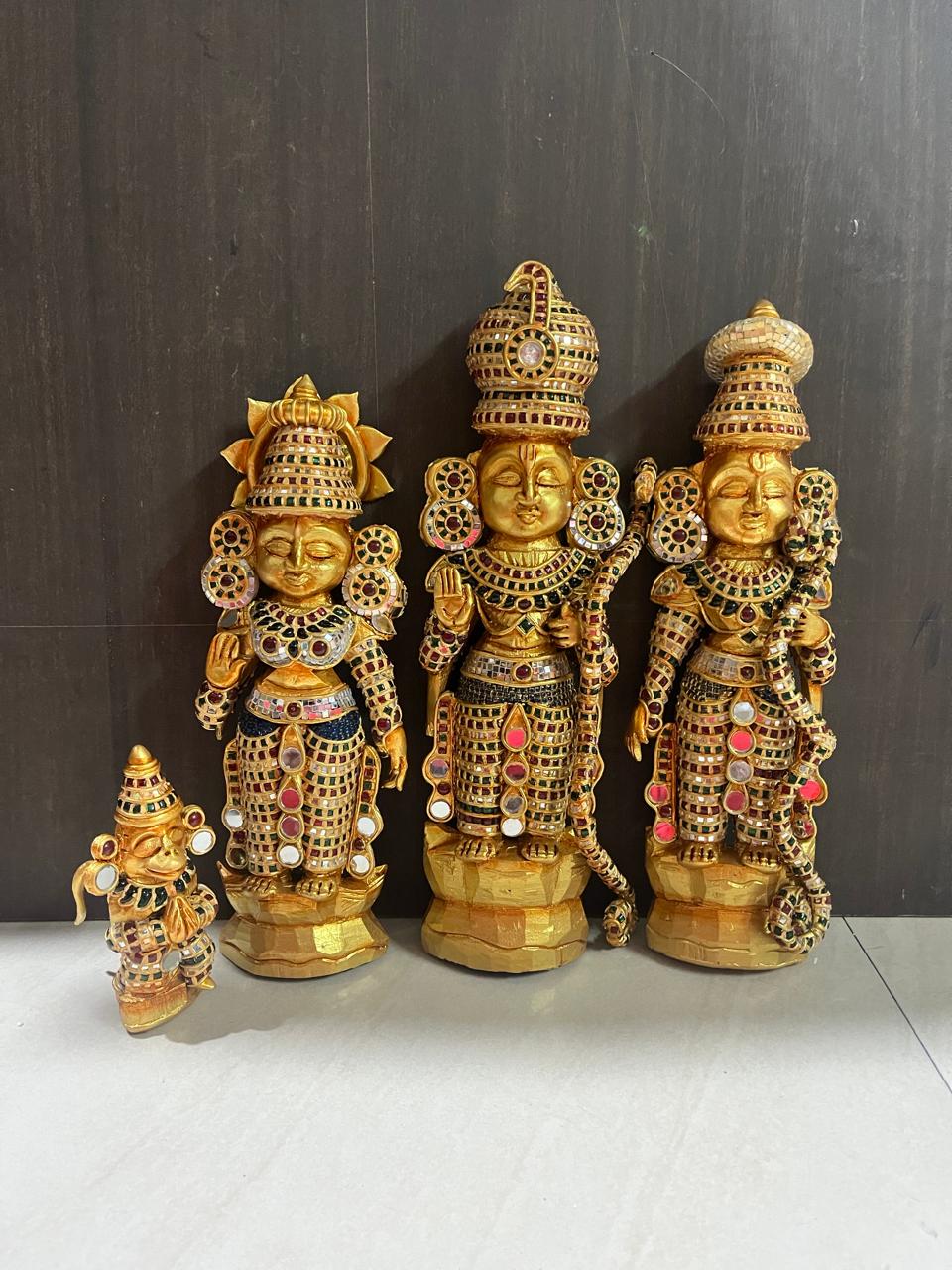 MARAPATCHI DECORATED RAMAR PATTABISHEKAM ANTIQUE KUNDAN STONE