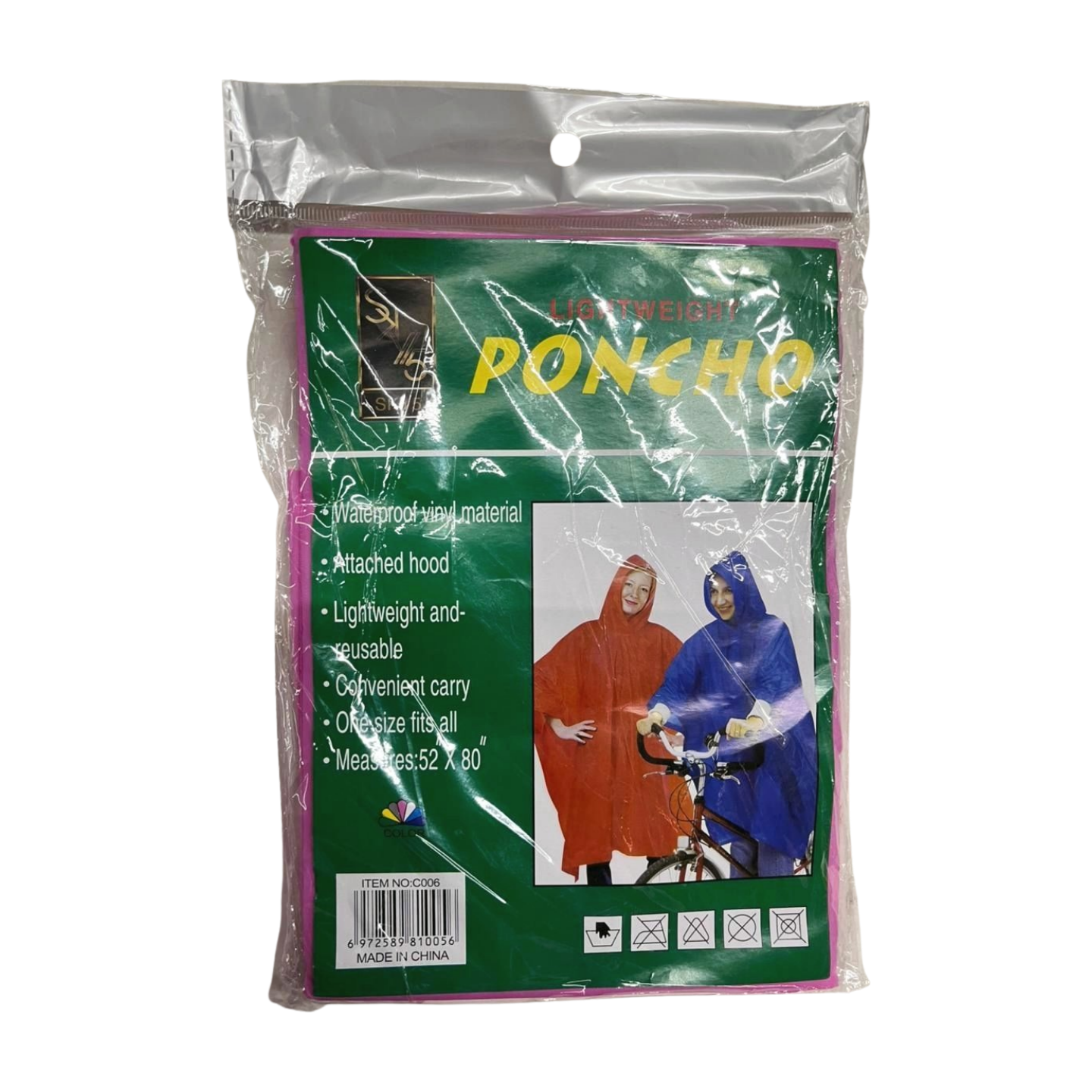 Plastics rain coat use and throw type -PRAINC