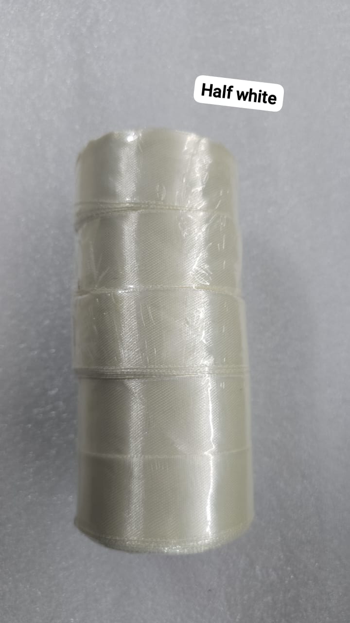 Satin ribbon-half white1 inch