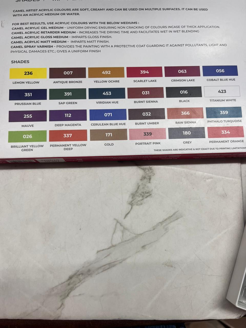 Camel artist acrylic colour 24 shades 9 ml