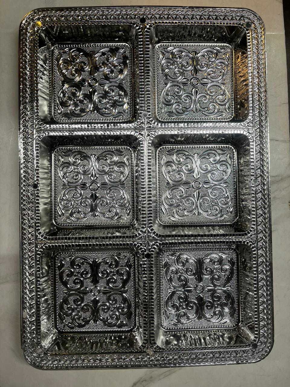 Dry fruit rectangle 6 partition plate-10 PLATES DRP6