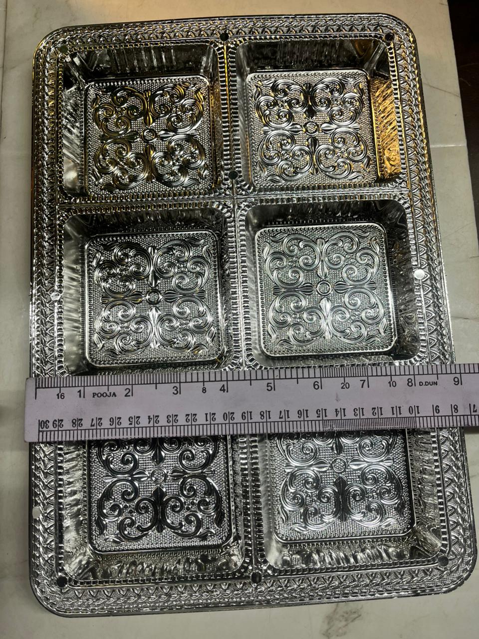 Dry fruit rectangle 6 partition plate-10 PLATES DRP6