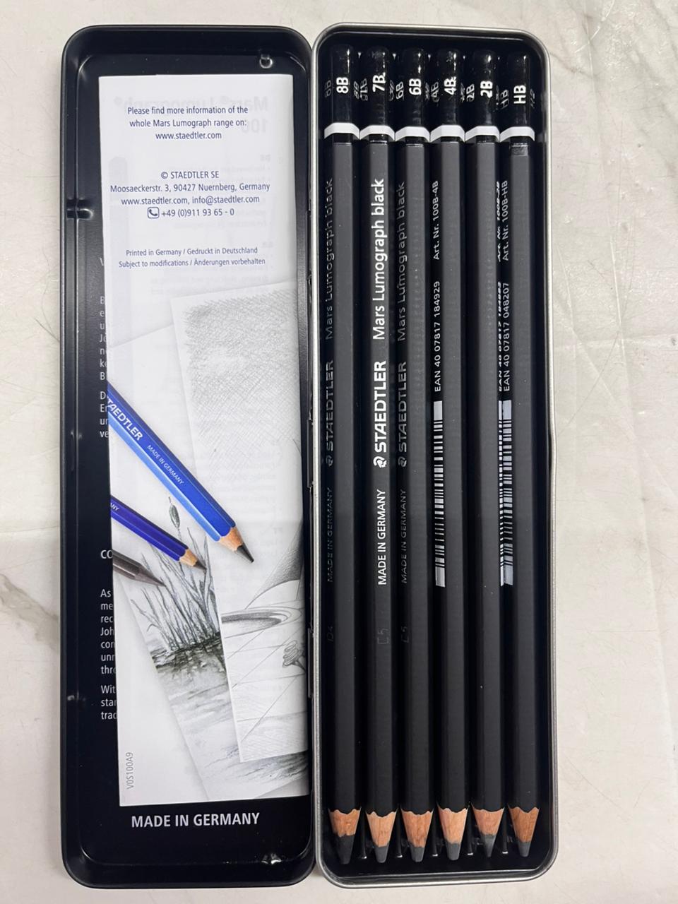 6 Assorted Staedtler Mars Mumograph drawings pencil set black -5568