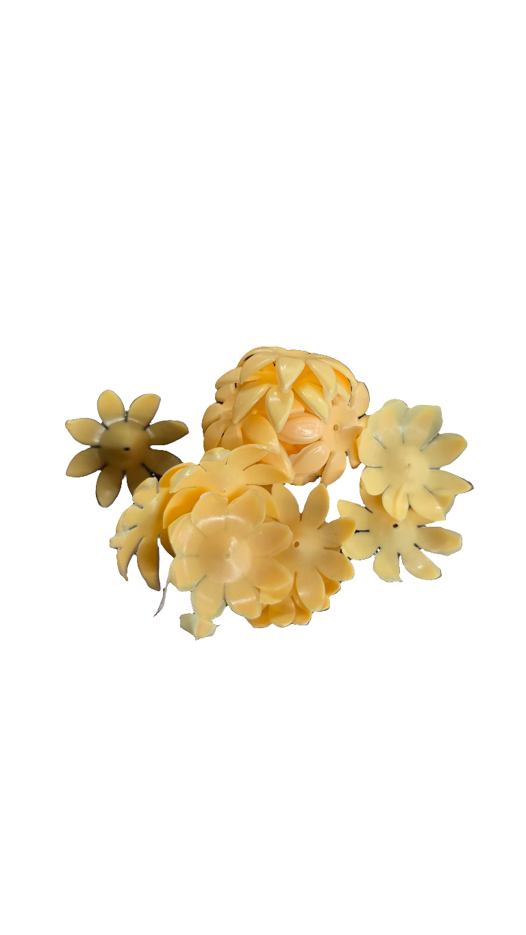 plastic yellow Jasmine  flower beads for jewelry making 100g in a pack
