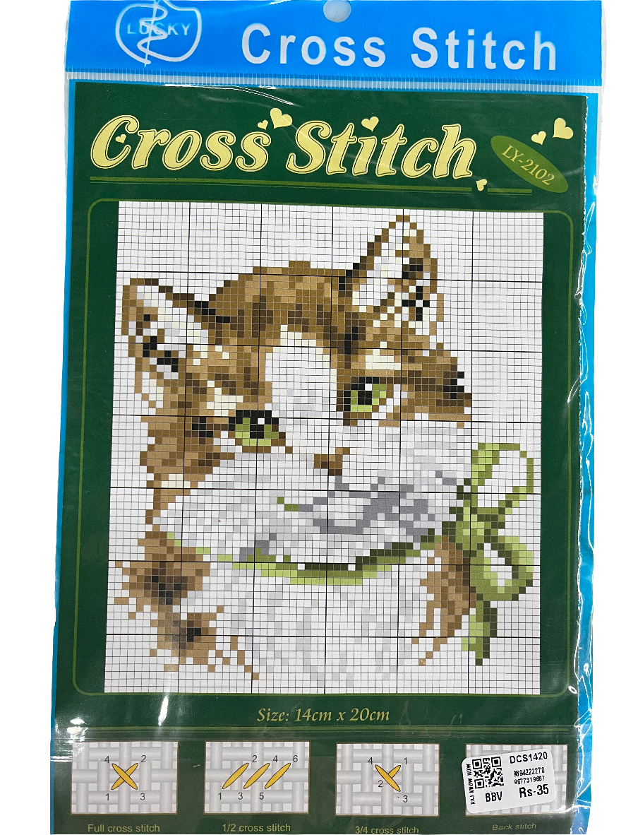Lucky cross stitch assorted 3 kit with 10 embroidery threads pack