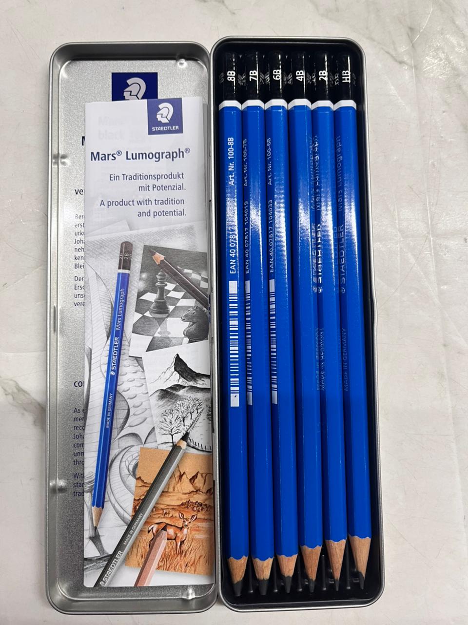 6 Assorted Staedtler Mars Mumograph drawings pencil set blue -8710