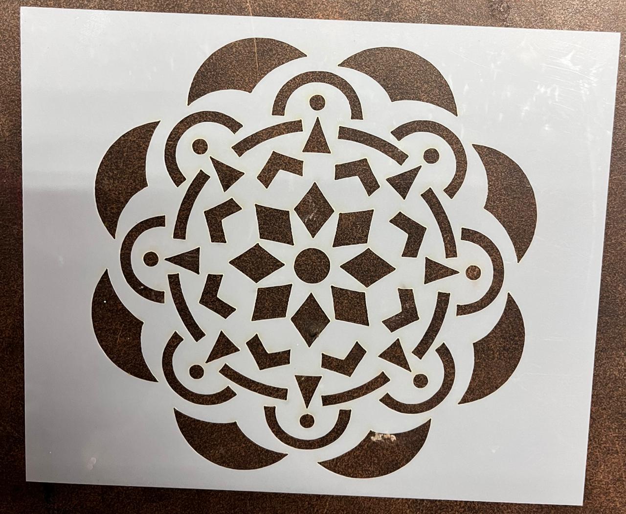 Stencil Rangoli 8inch different shape 9 Assorted designs - STNC ...