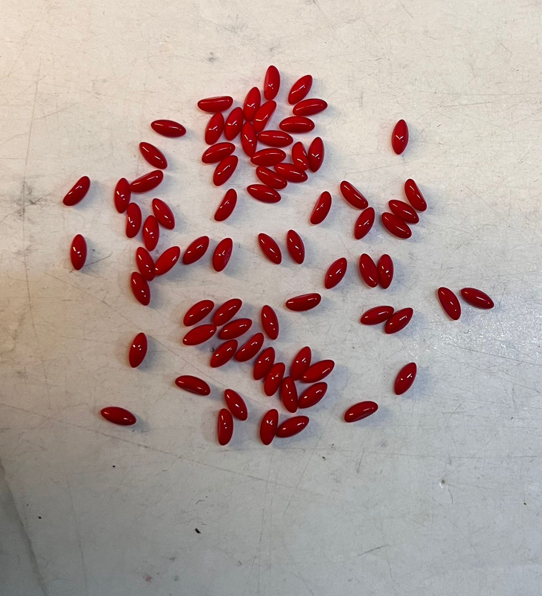 6X3 pavalam pearl High quality Red rice shape 50 piece – KnowHowArtCraft