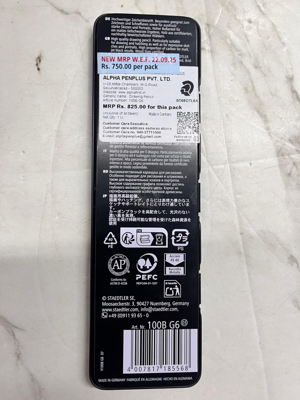 6 Assorted Staedtler Mars Mumograph drawings pencil set black -5568