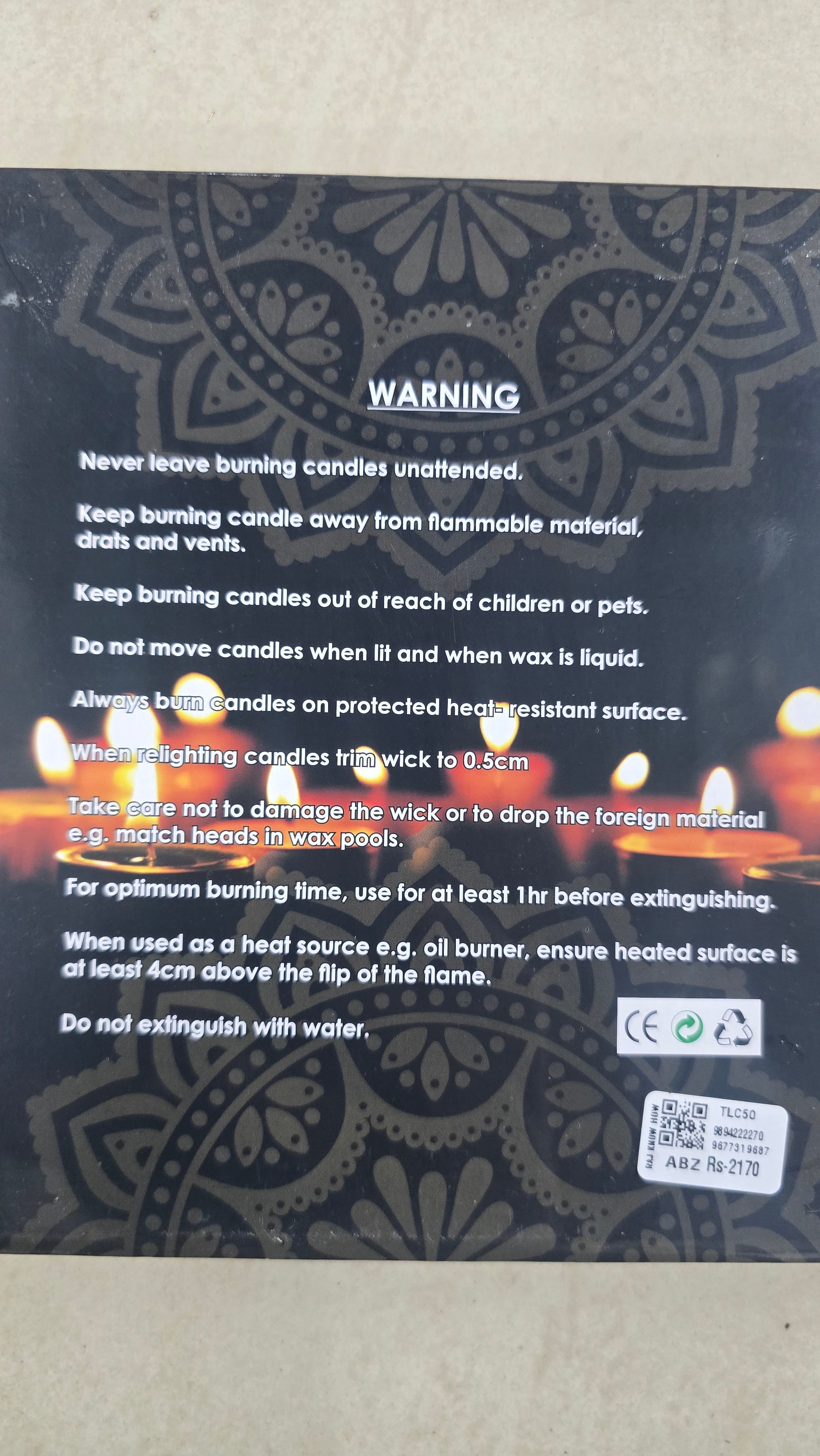 Tea light candles for light decoration