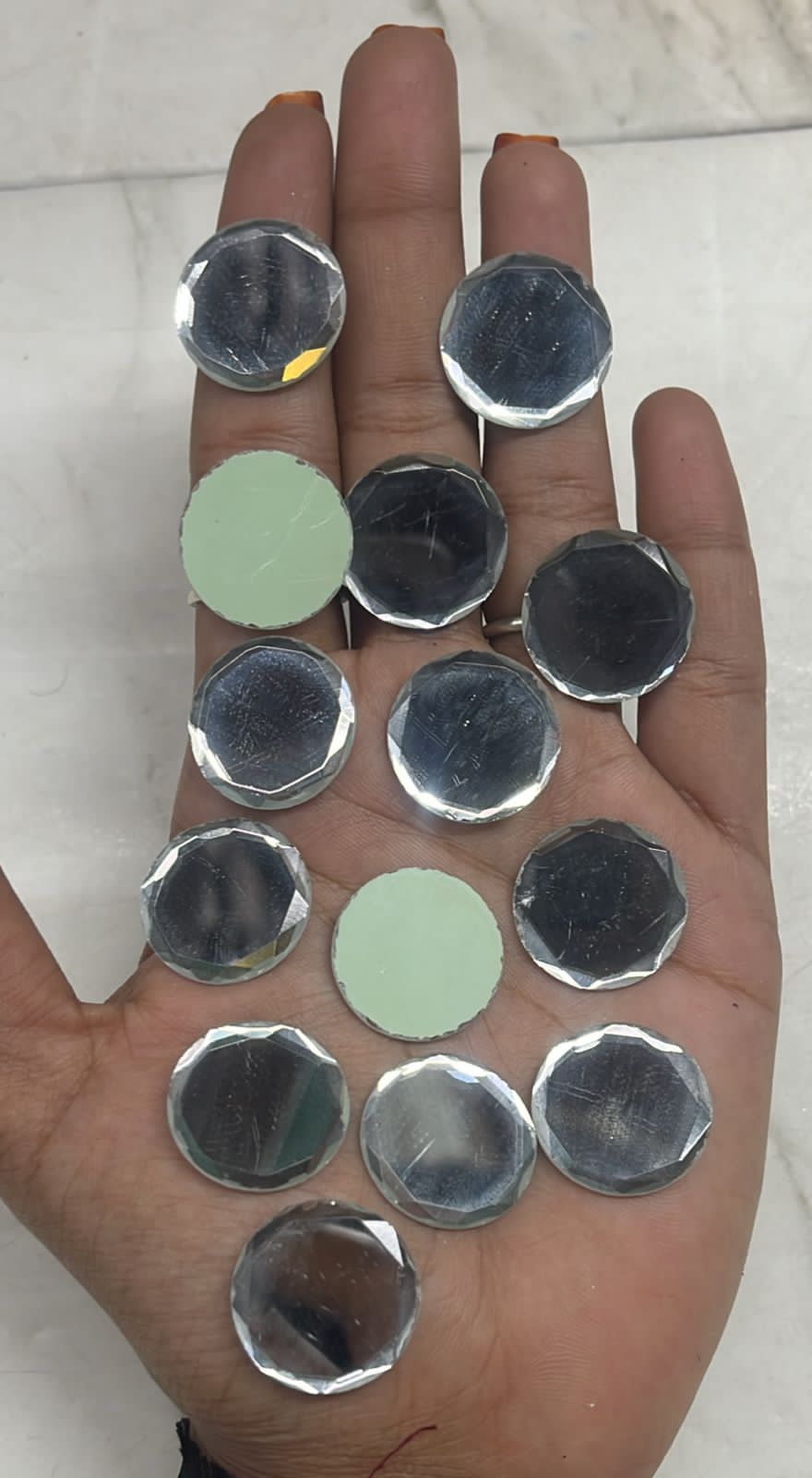 Grey cut roundTanjore Painting Jaipur Kundan stones-50 stones in a pack