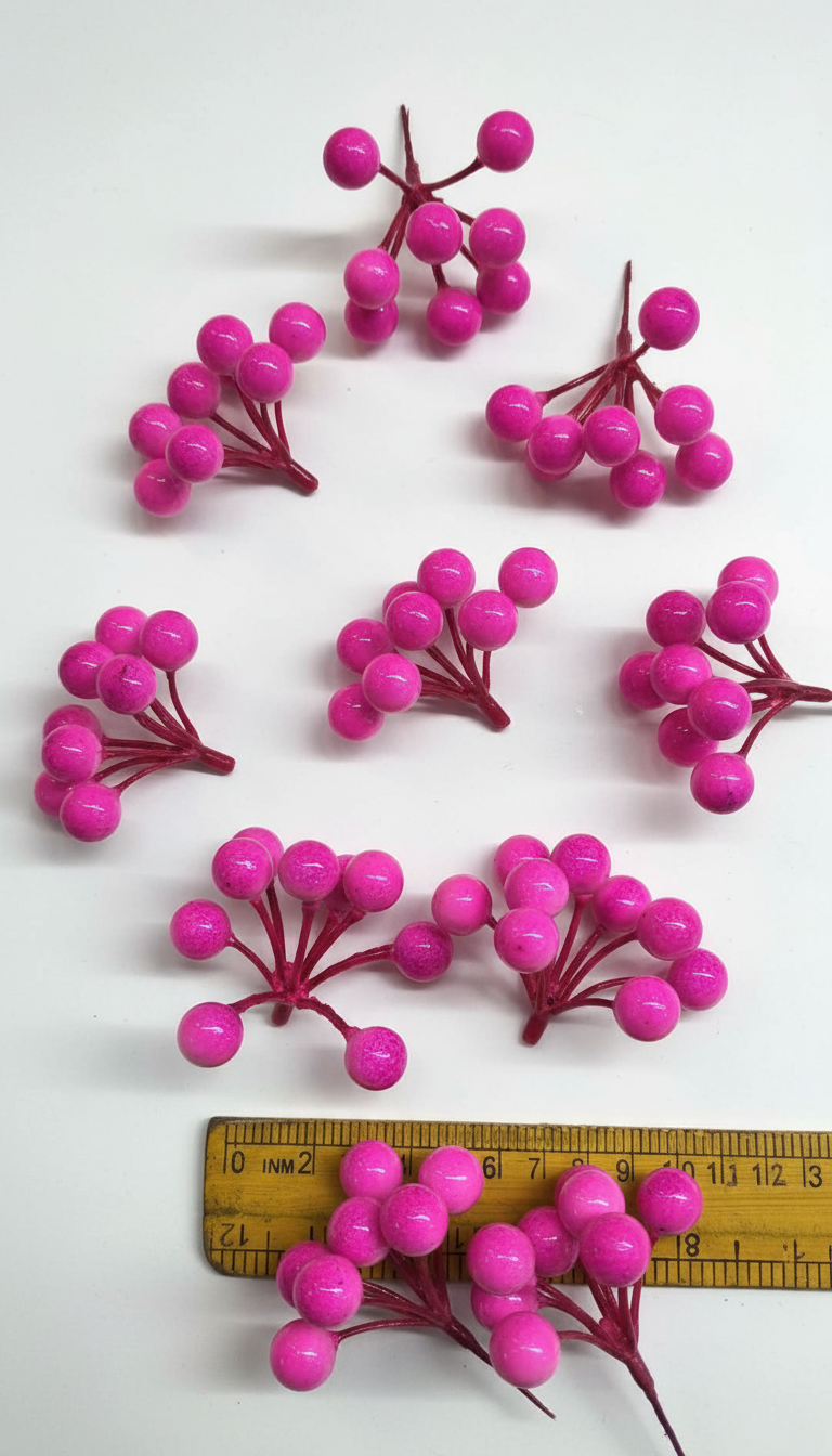 Artificial berries Dark pink 5 piece pack