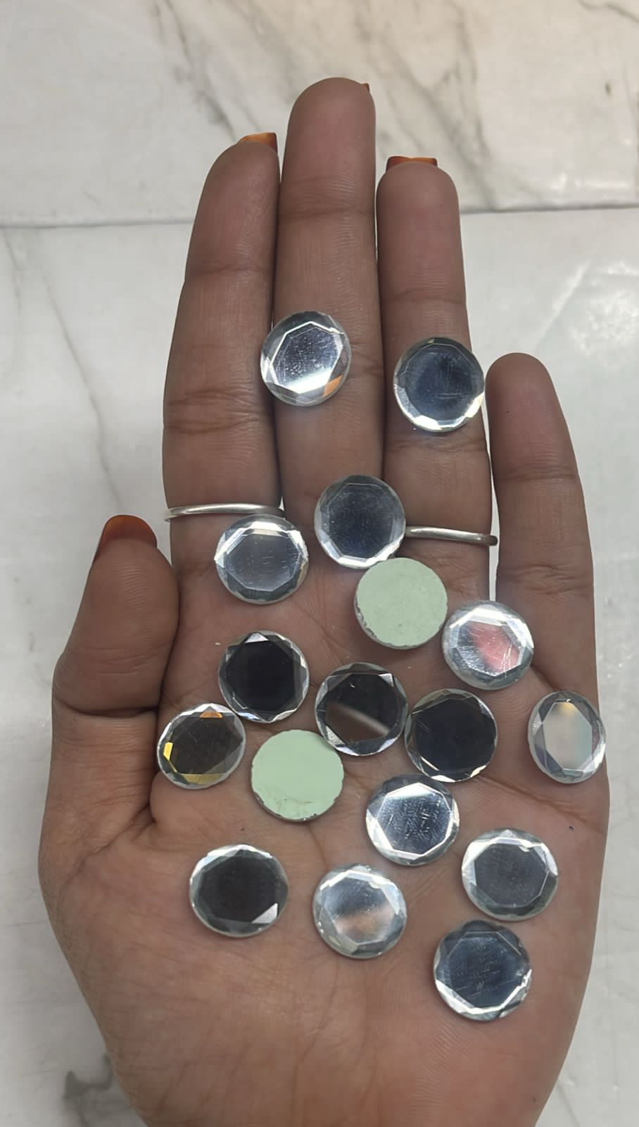 Grey cut roundTanjore Painting Jaipur Kundan stones-50 stones in a pack