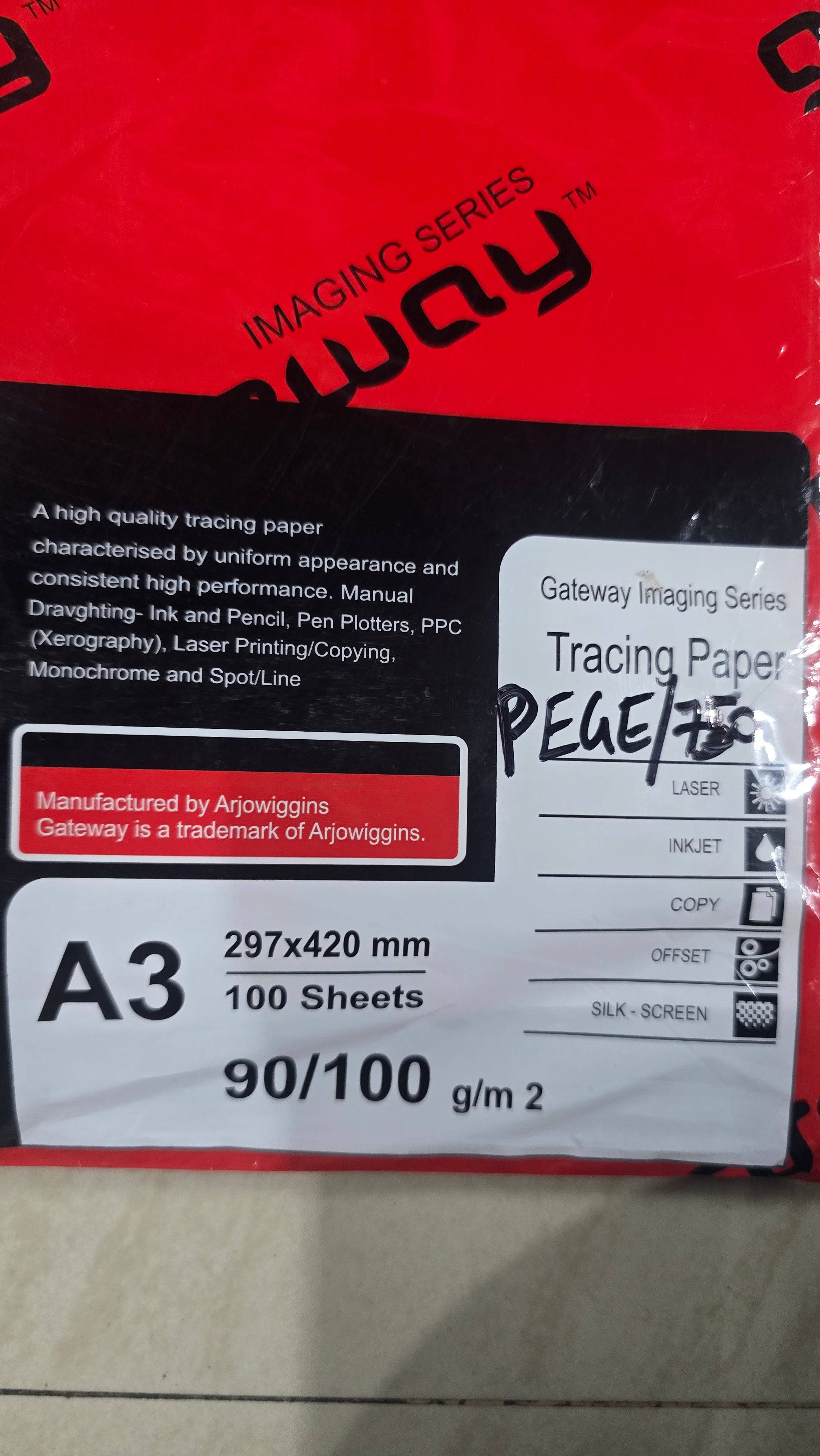 Tracing paper gateway A3 sheets 100sheets  whole sale pack